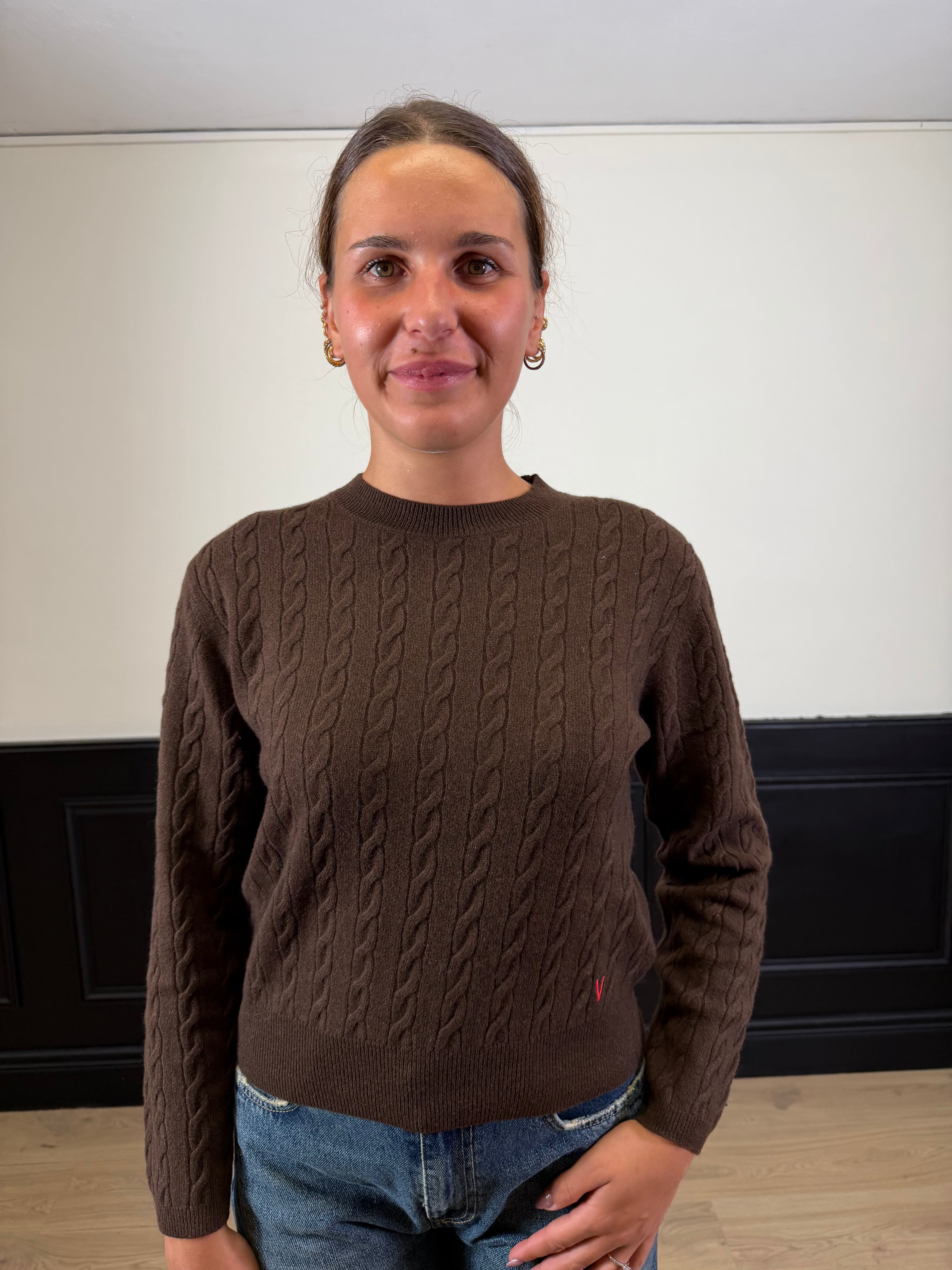 Pull girocollo trecce pura lana