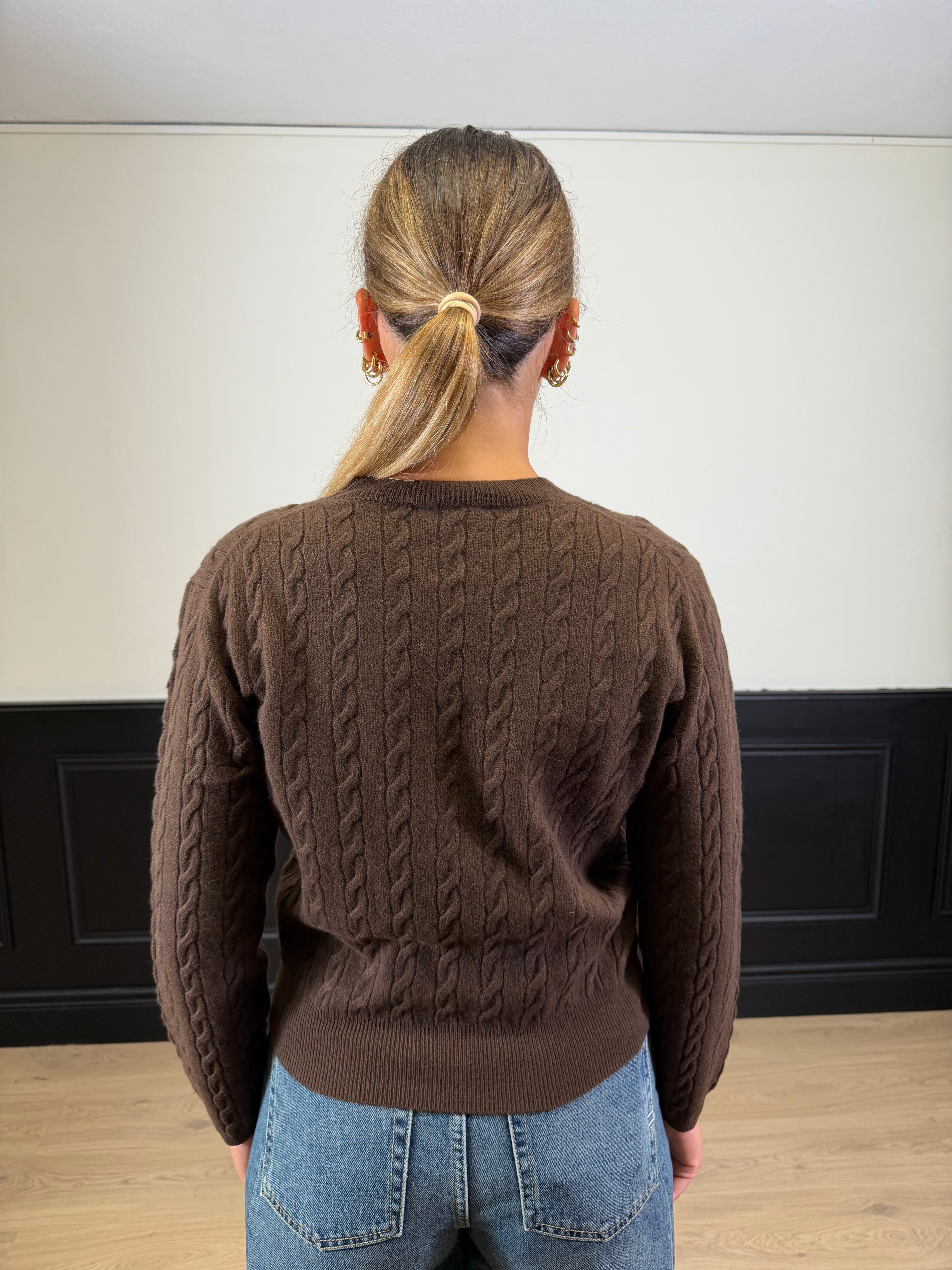 Pull girocollo trecce pura lana