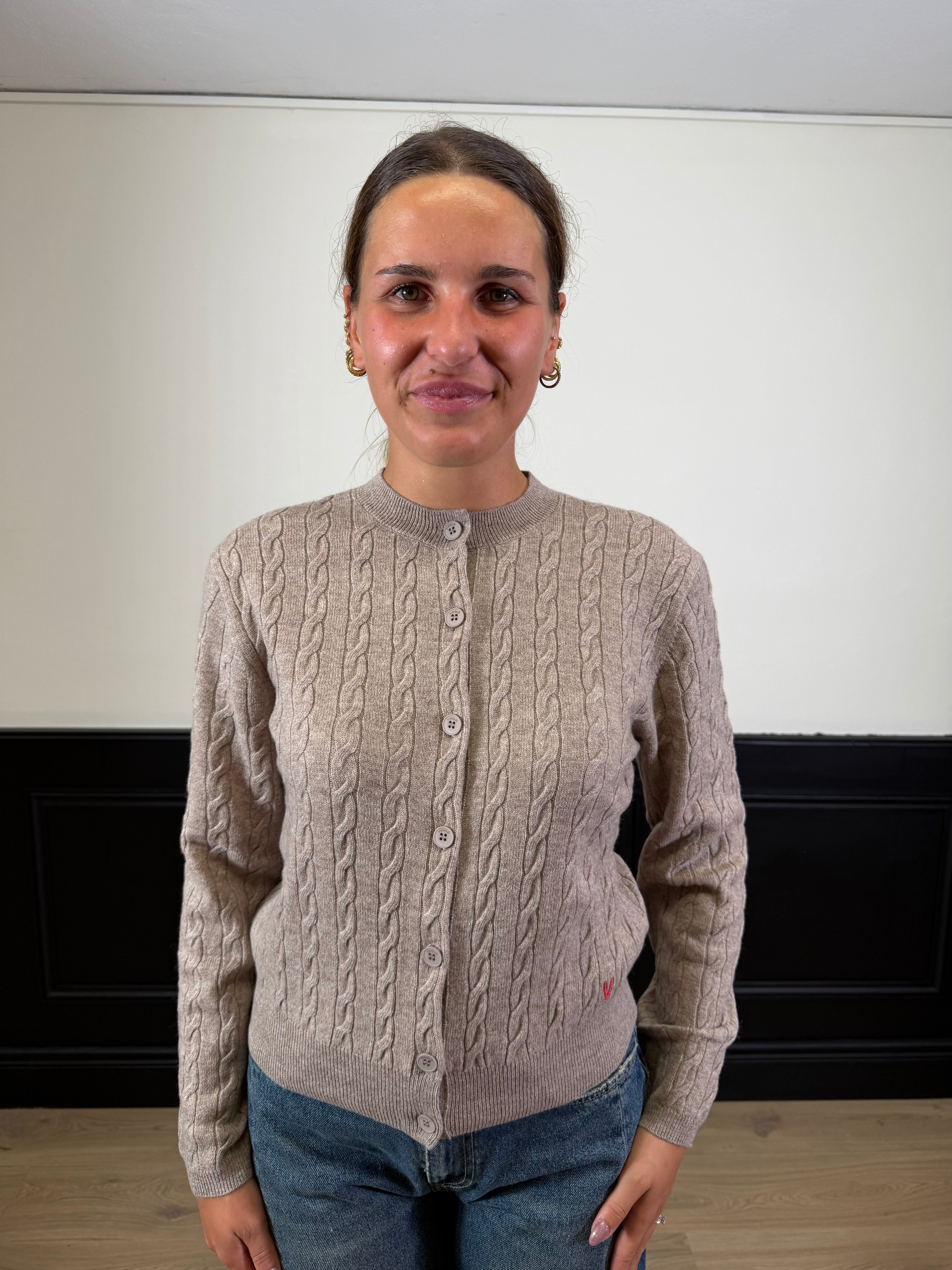 Cardigan con trecce pura lana