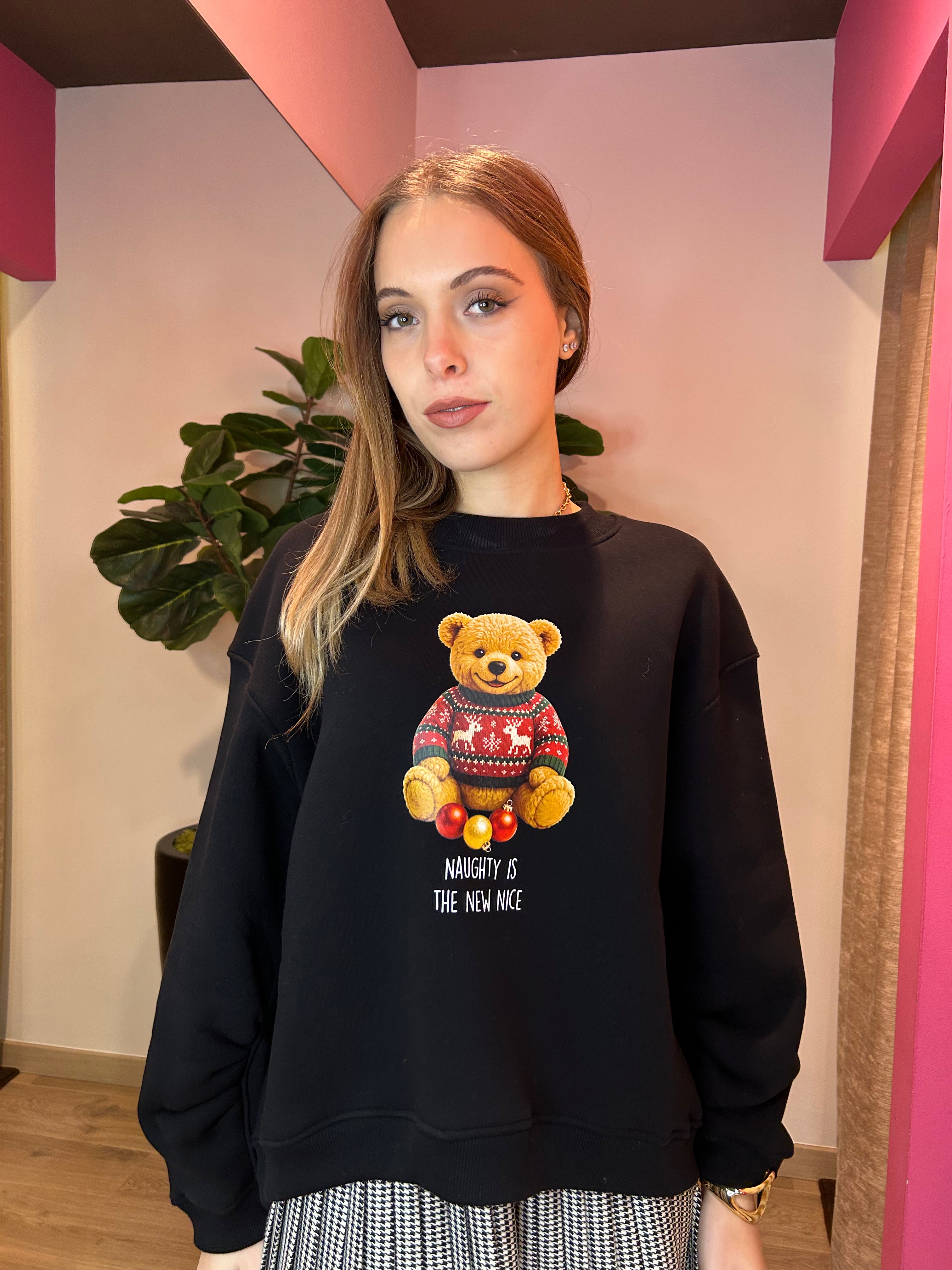 Felpa oversize stampa orsetto Natale