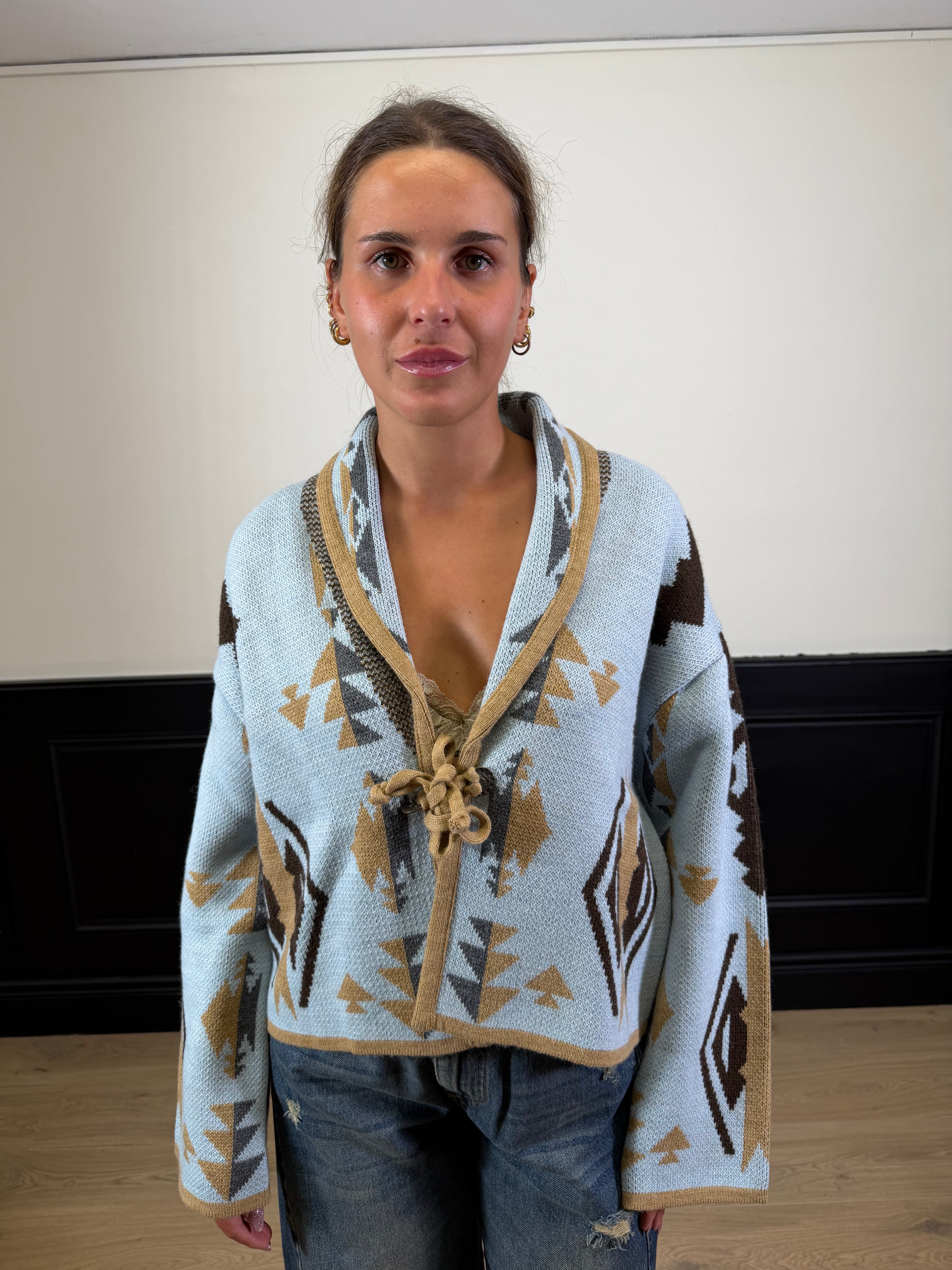 Cardigan corto fantasia etnica