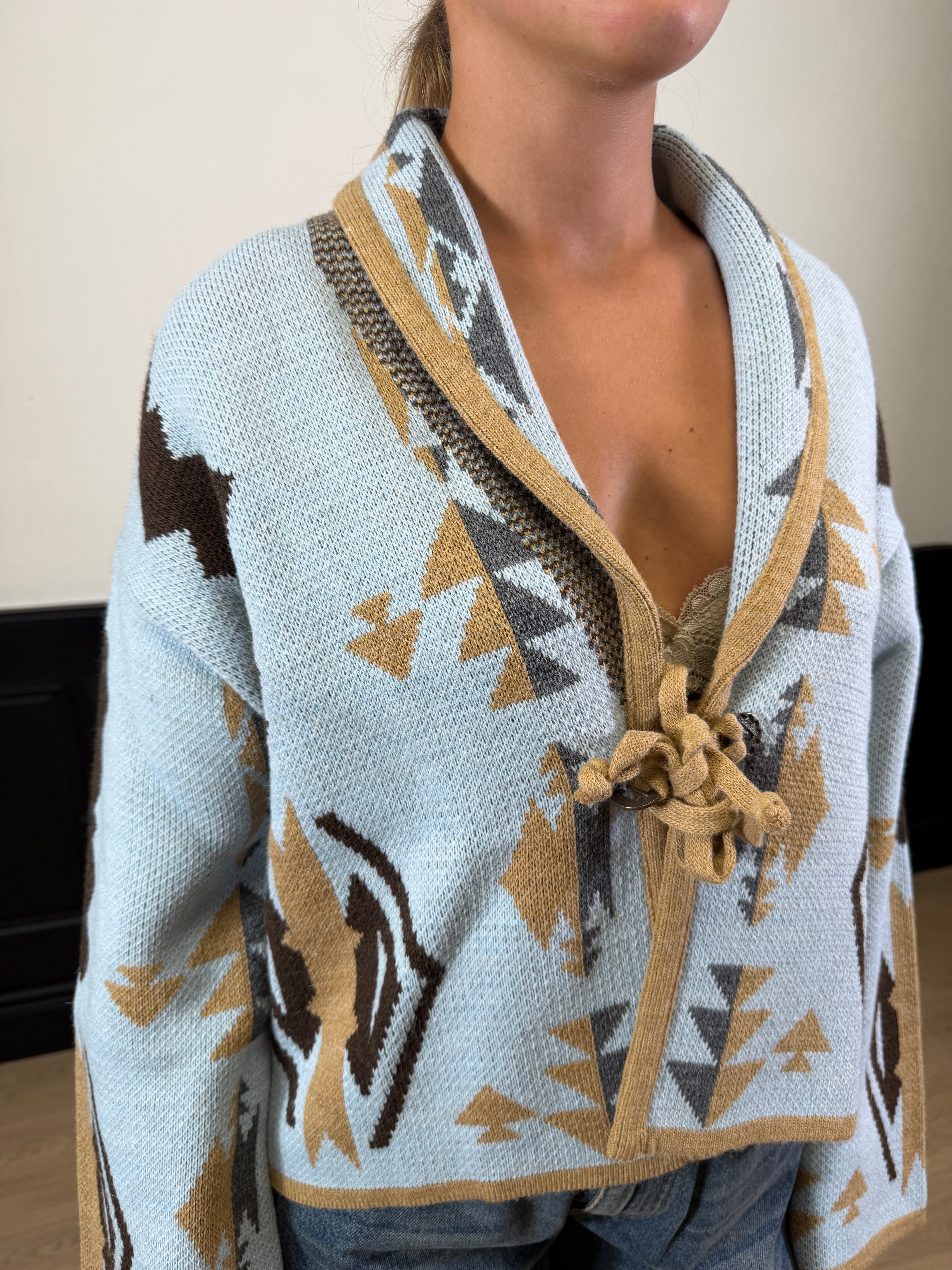 Cardigan corto fantasia etnica