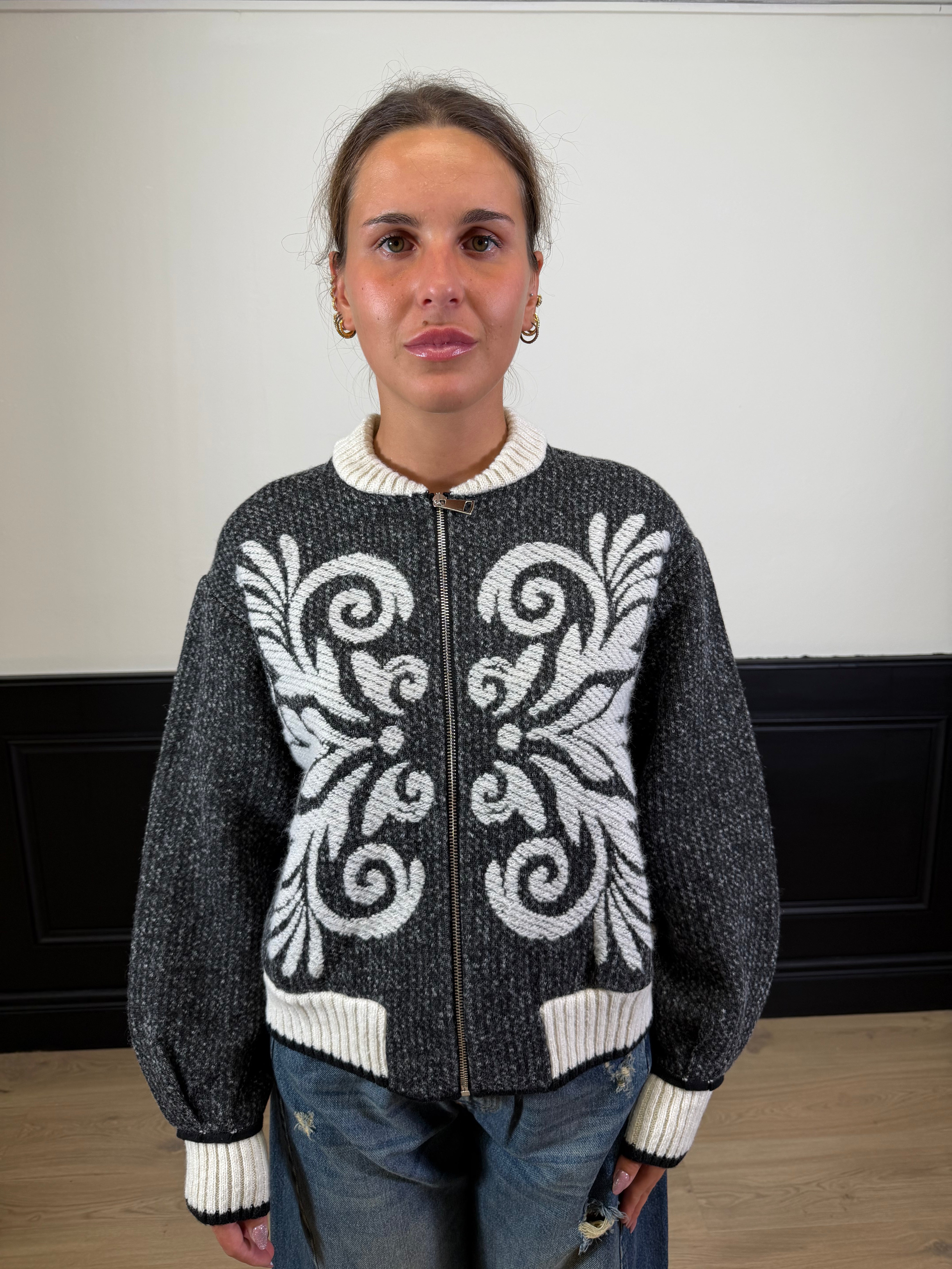 Cardigan bomber con zip