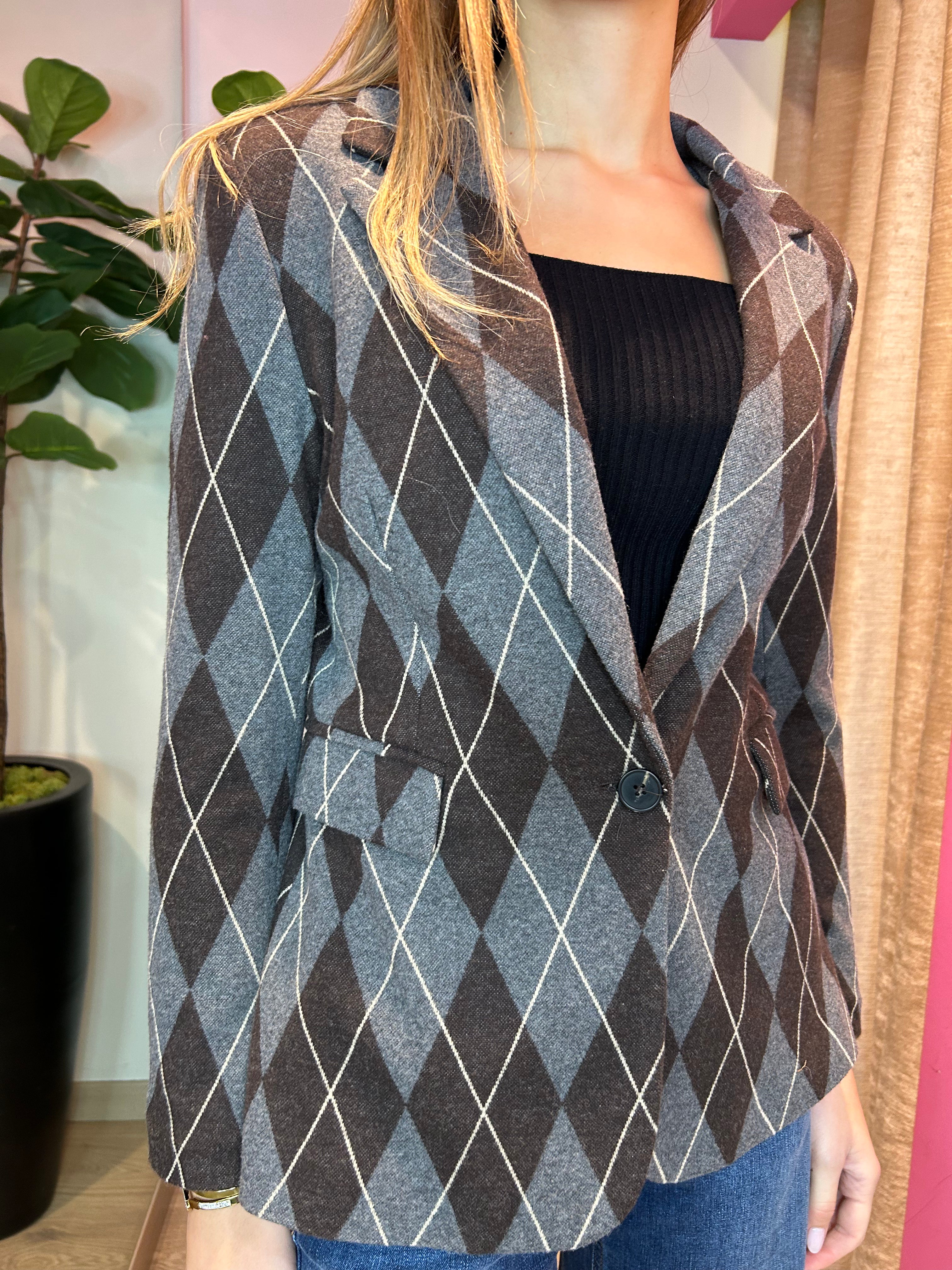 Giacca avvitata fantasia rombi