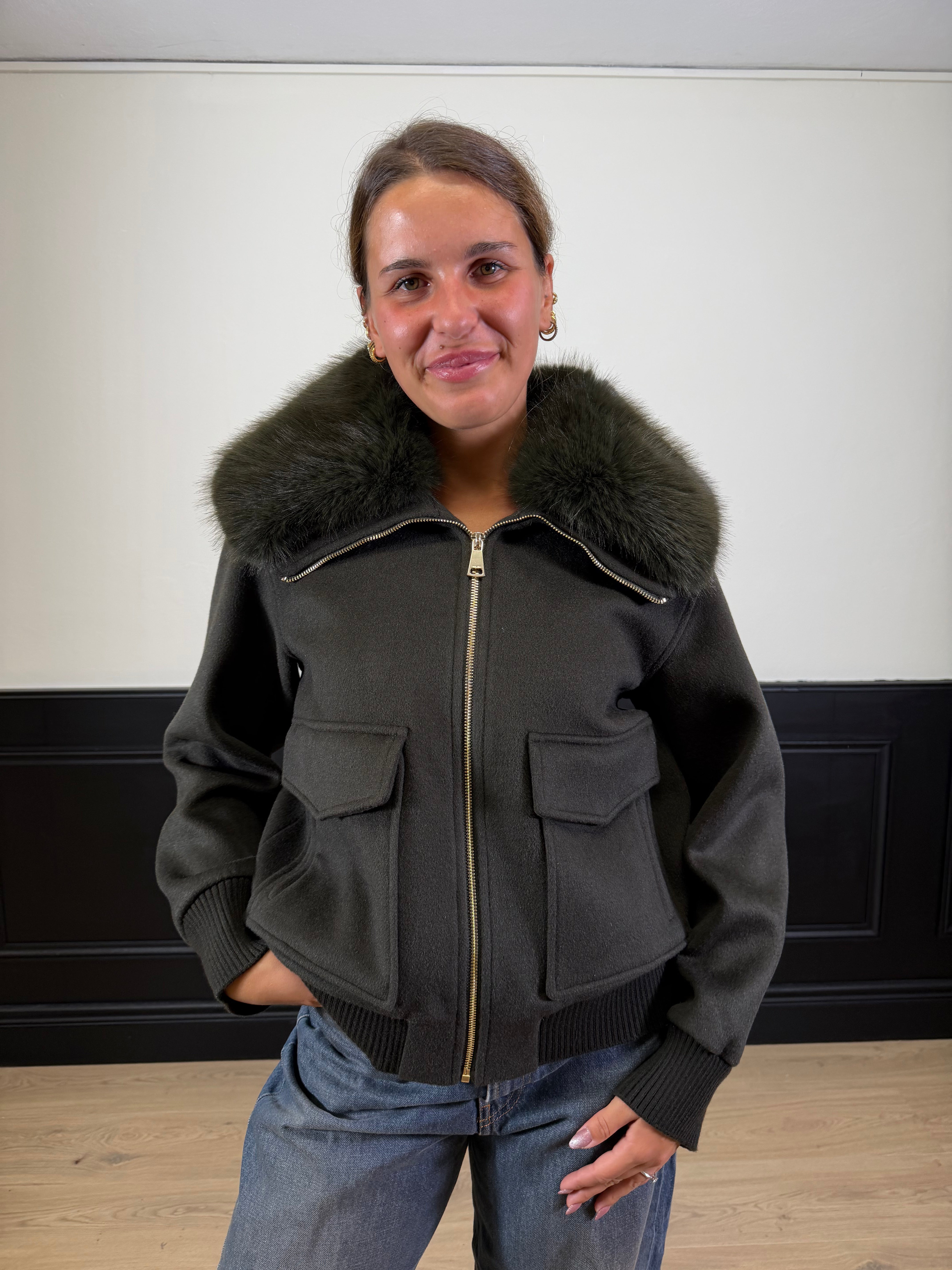 Cappotto Saez con collo pelliccia staccabile