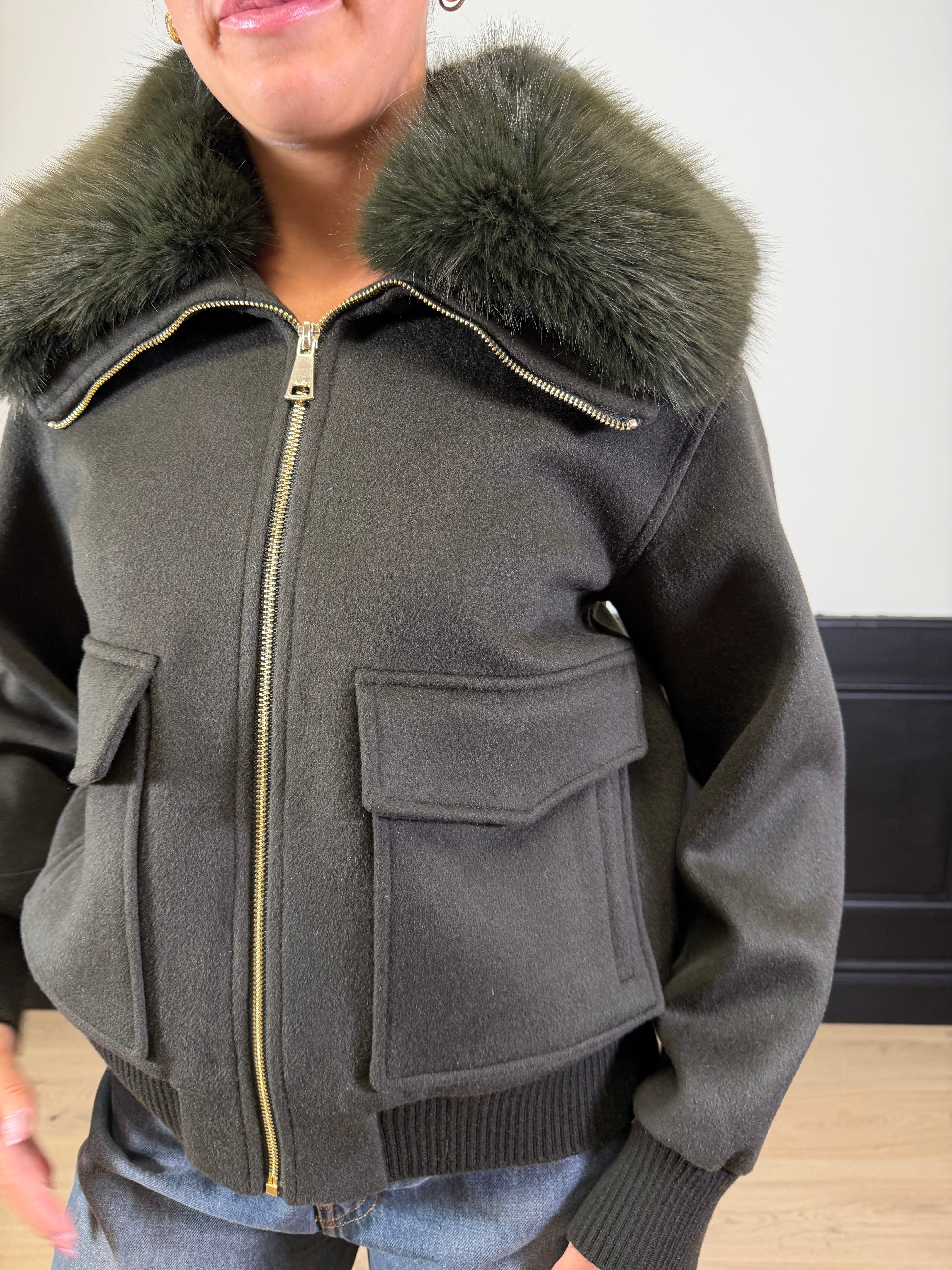 Cappotto Saez con collo pelliccia staccabile