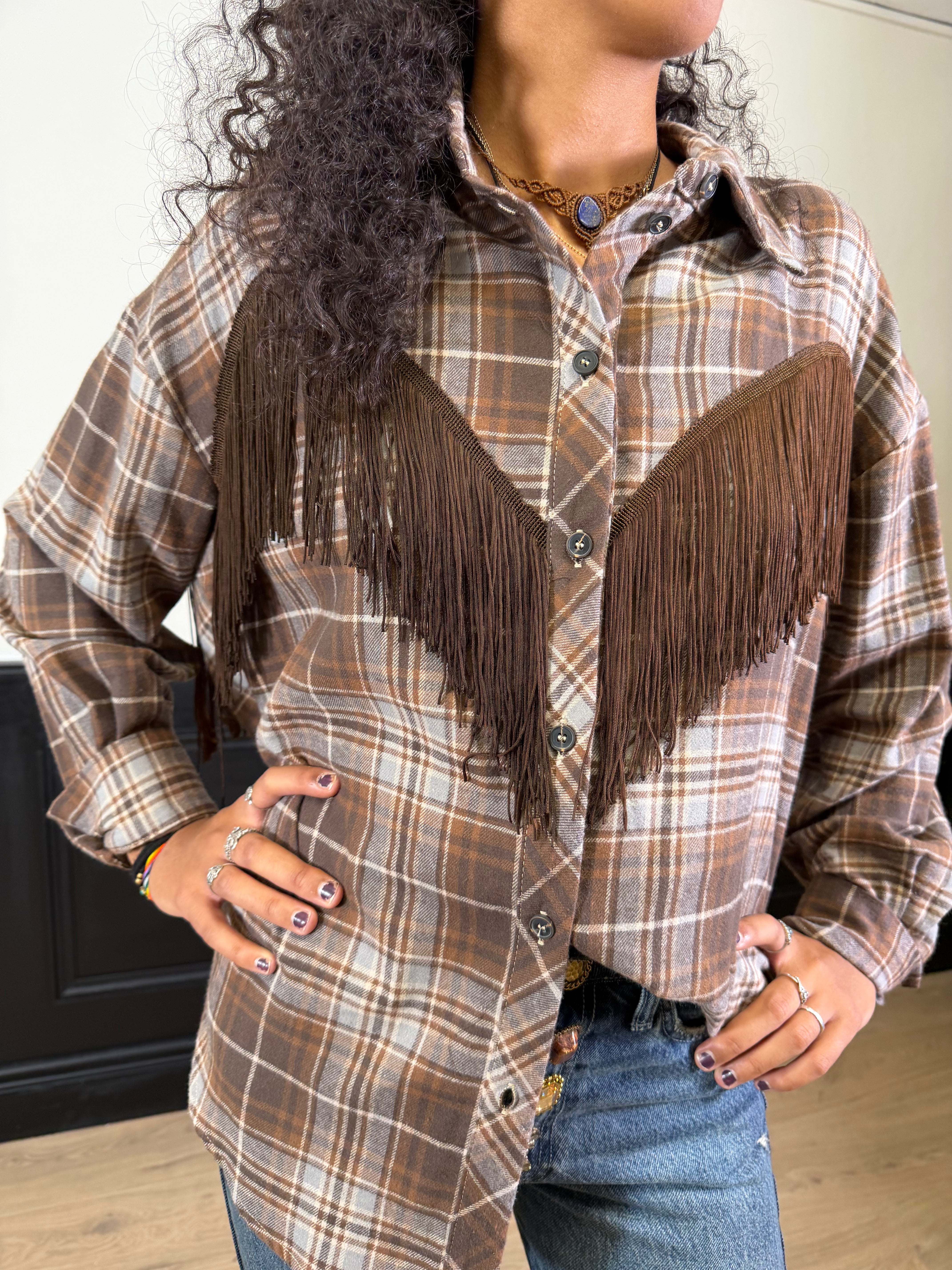 Camicia check con frange