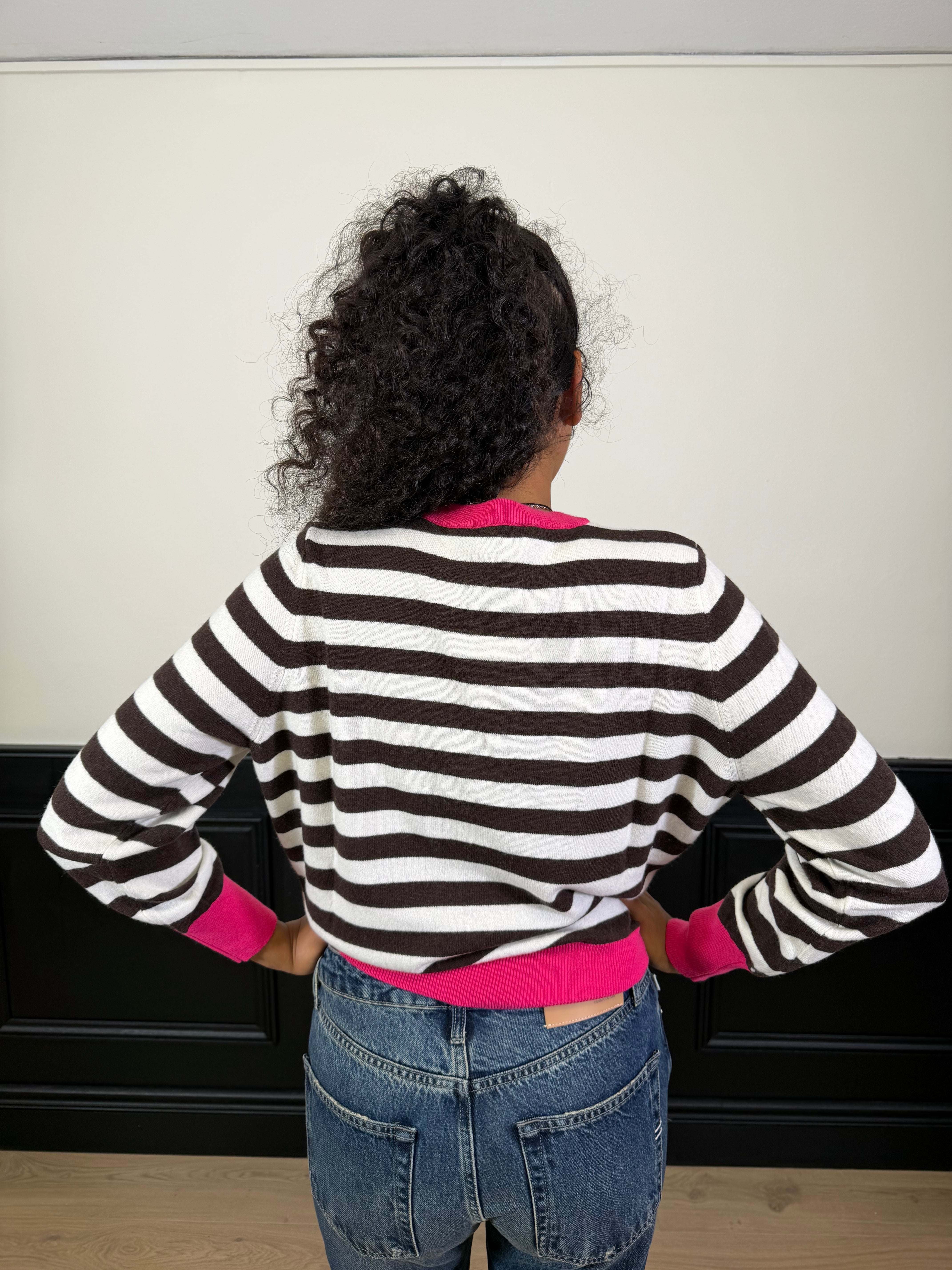 Pull righe moro/fucsia Vicolo