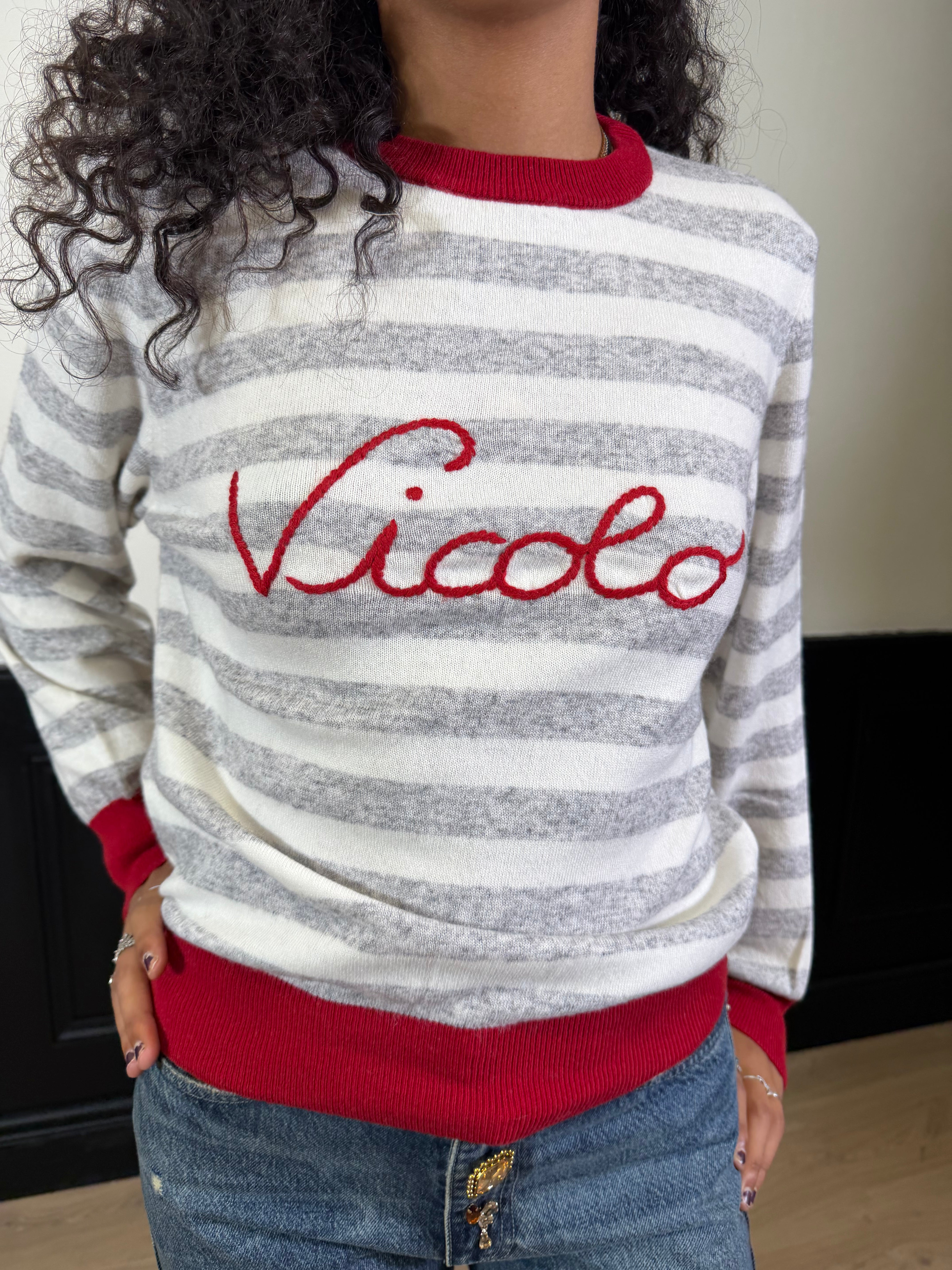 Pull righe grigio/rosso Vicolo