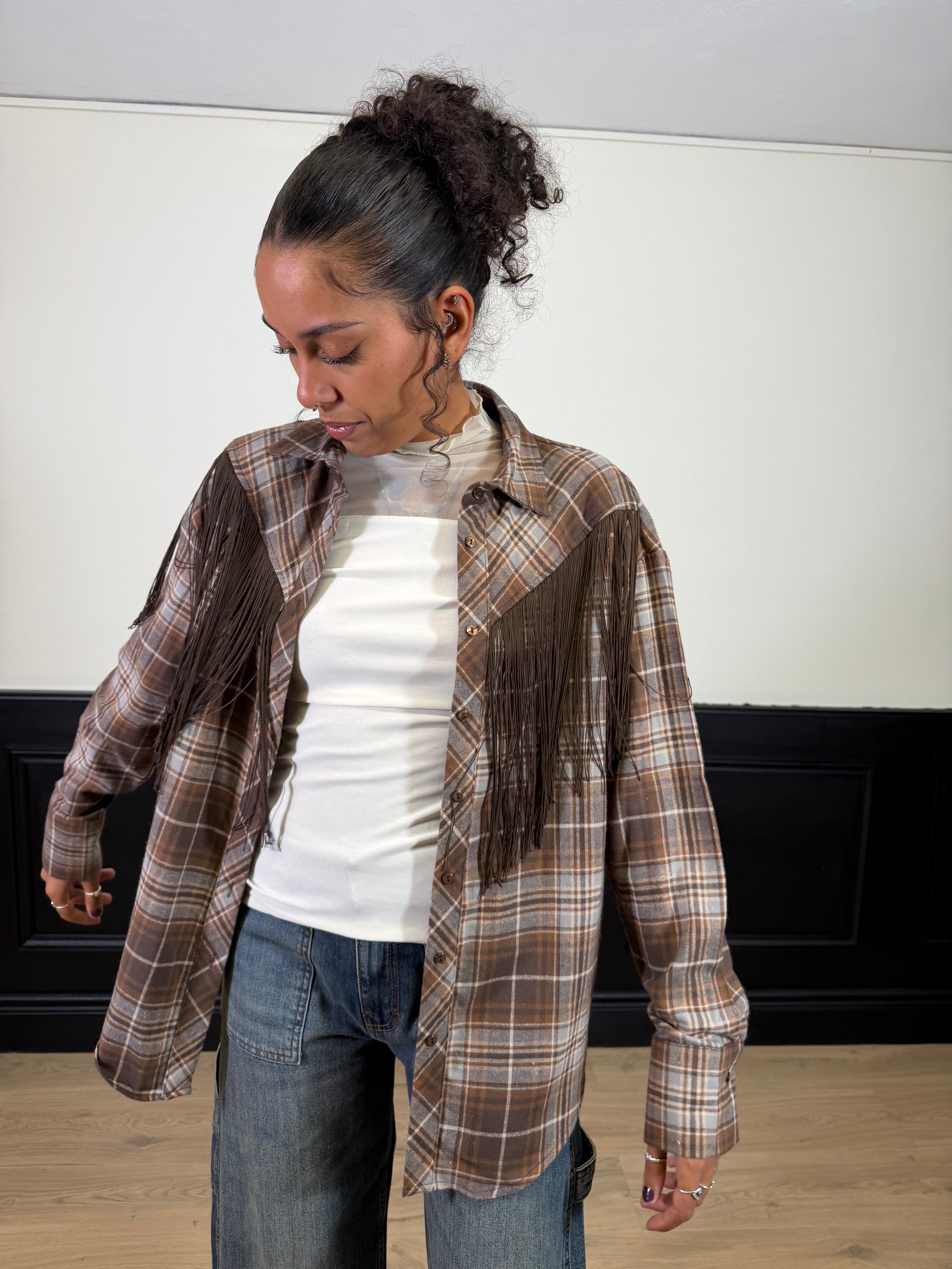 Camicia check con frange