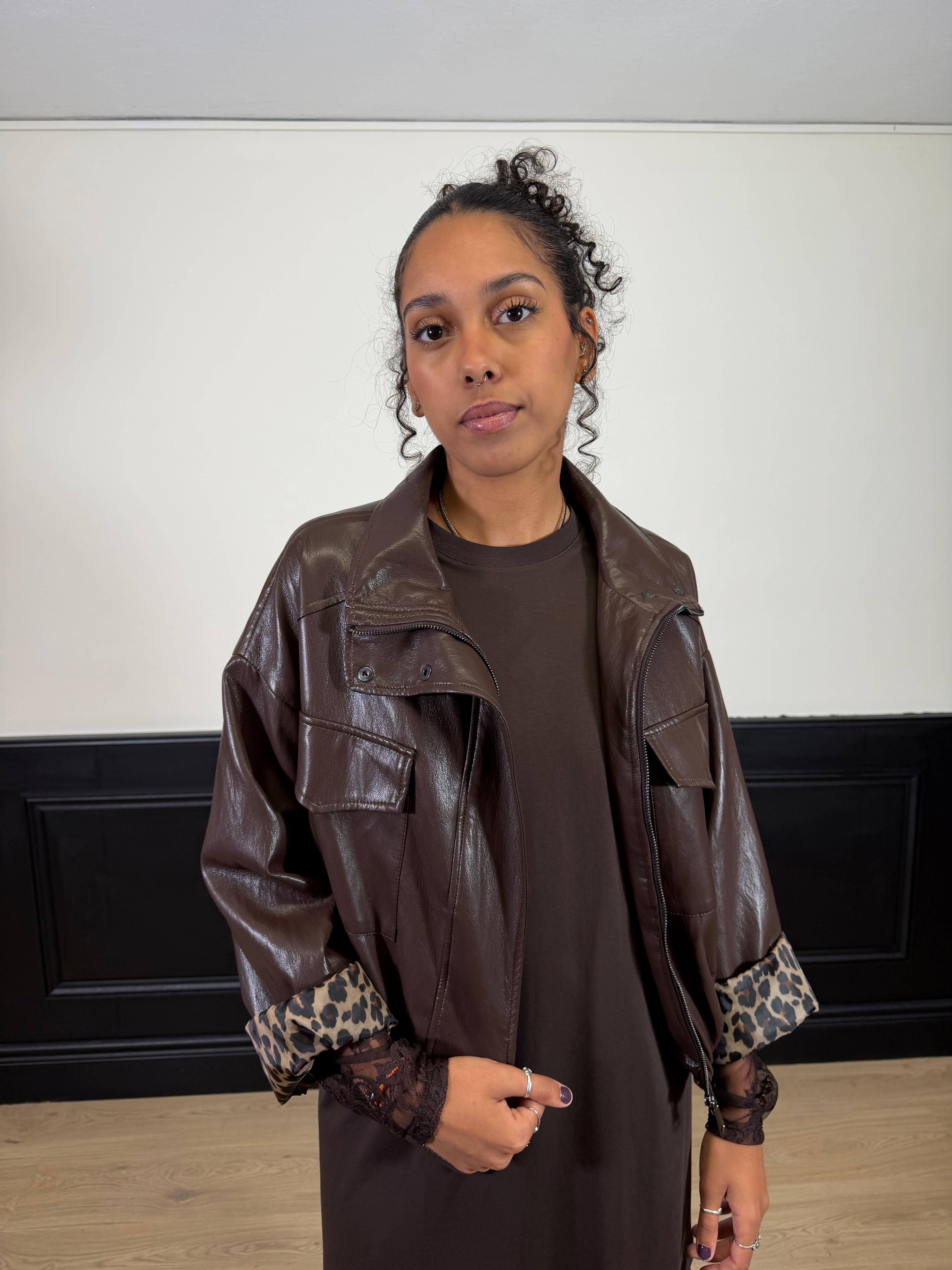 Bomber in ecopelle