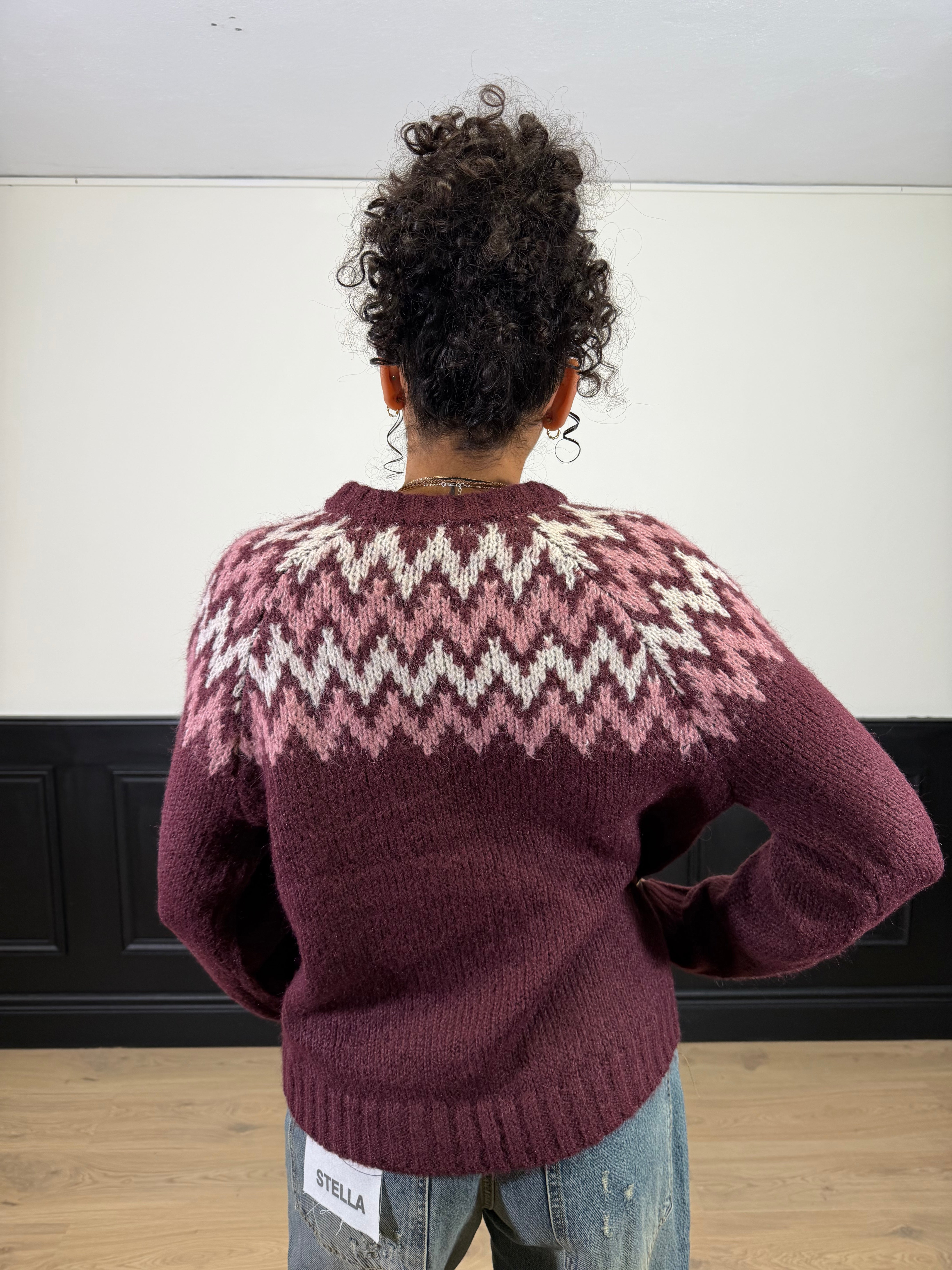 Pull rombi bordeaux