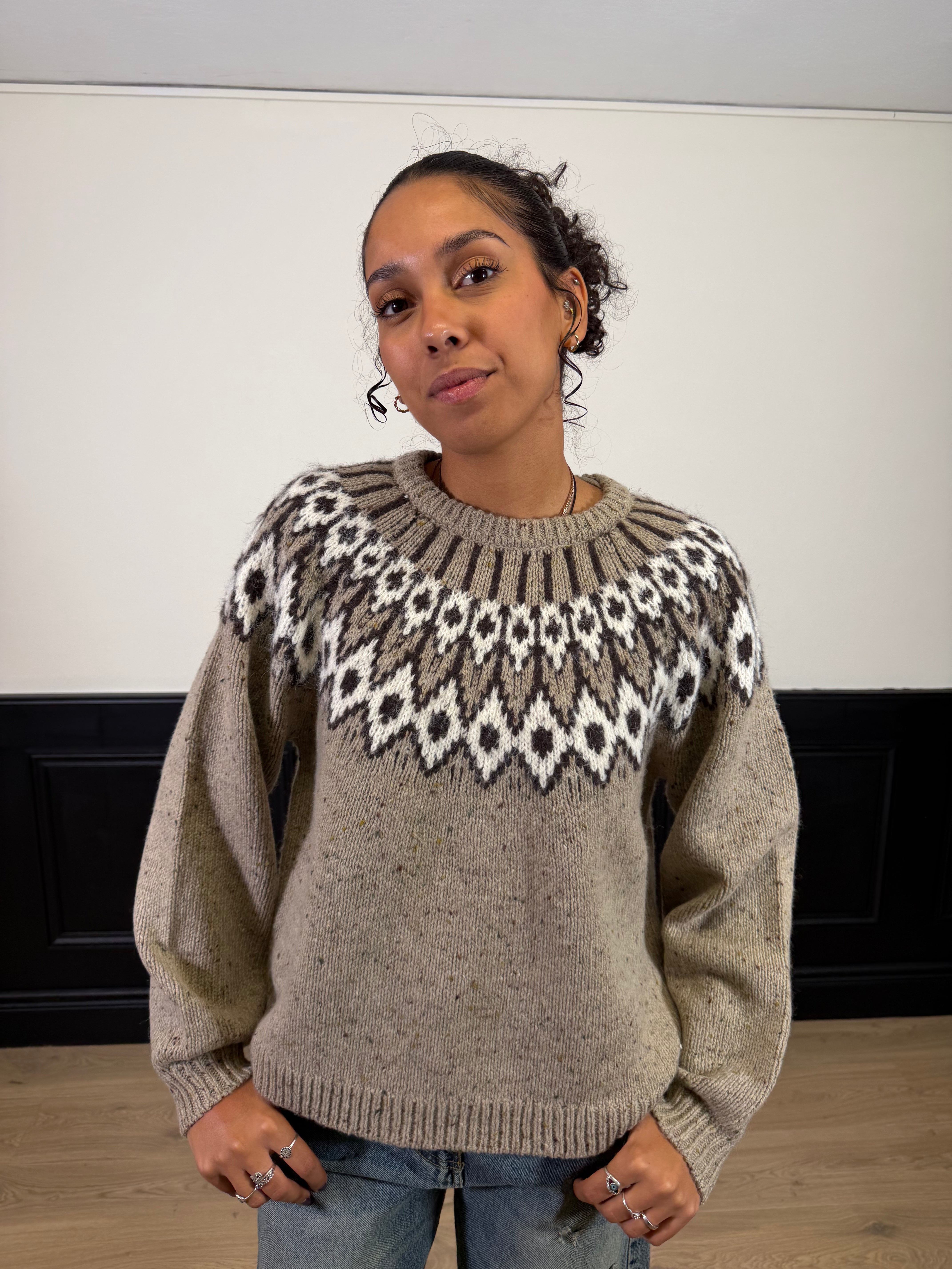 Pull rombi beige