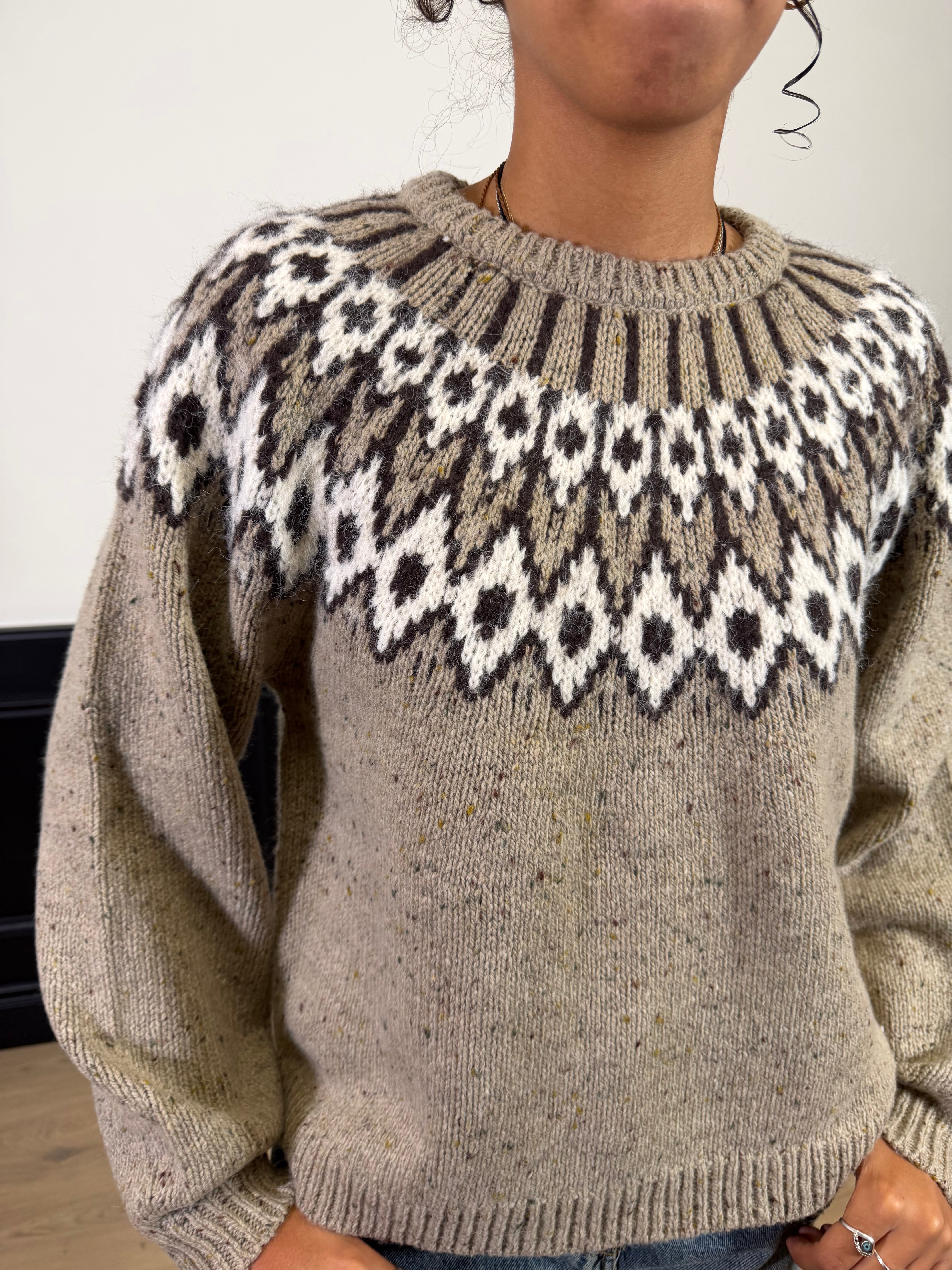 Pull rombi beige