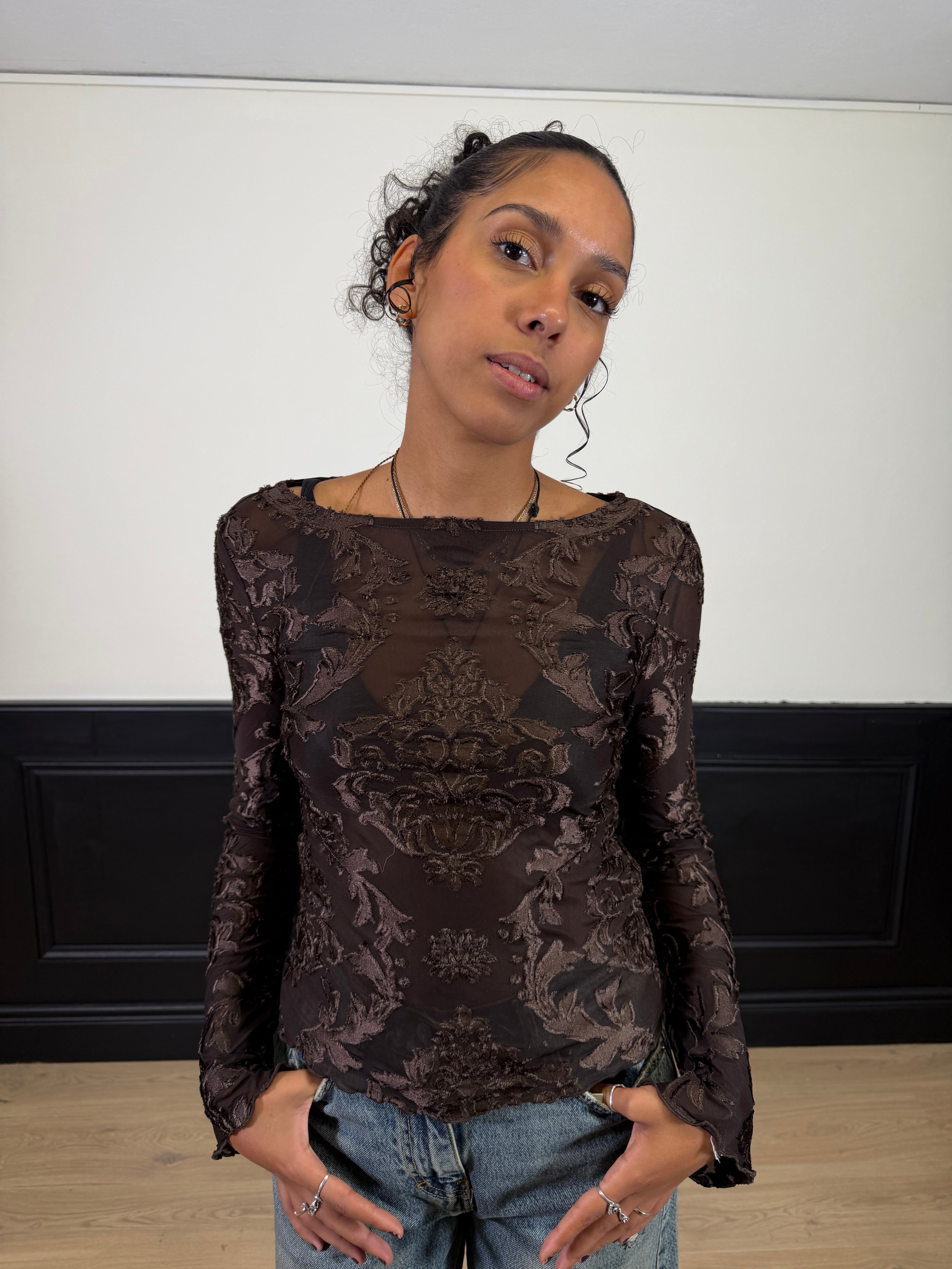 Maglia aderente damascata