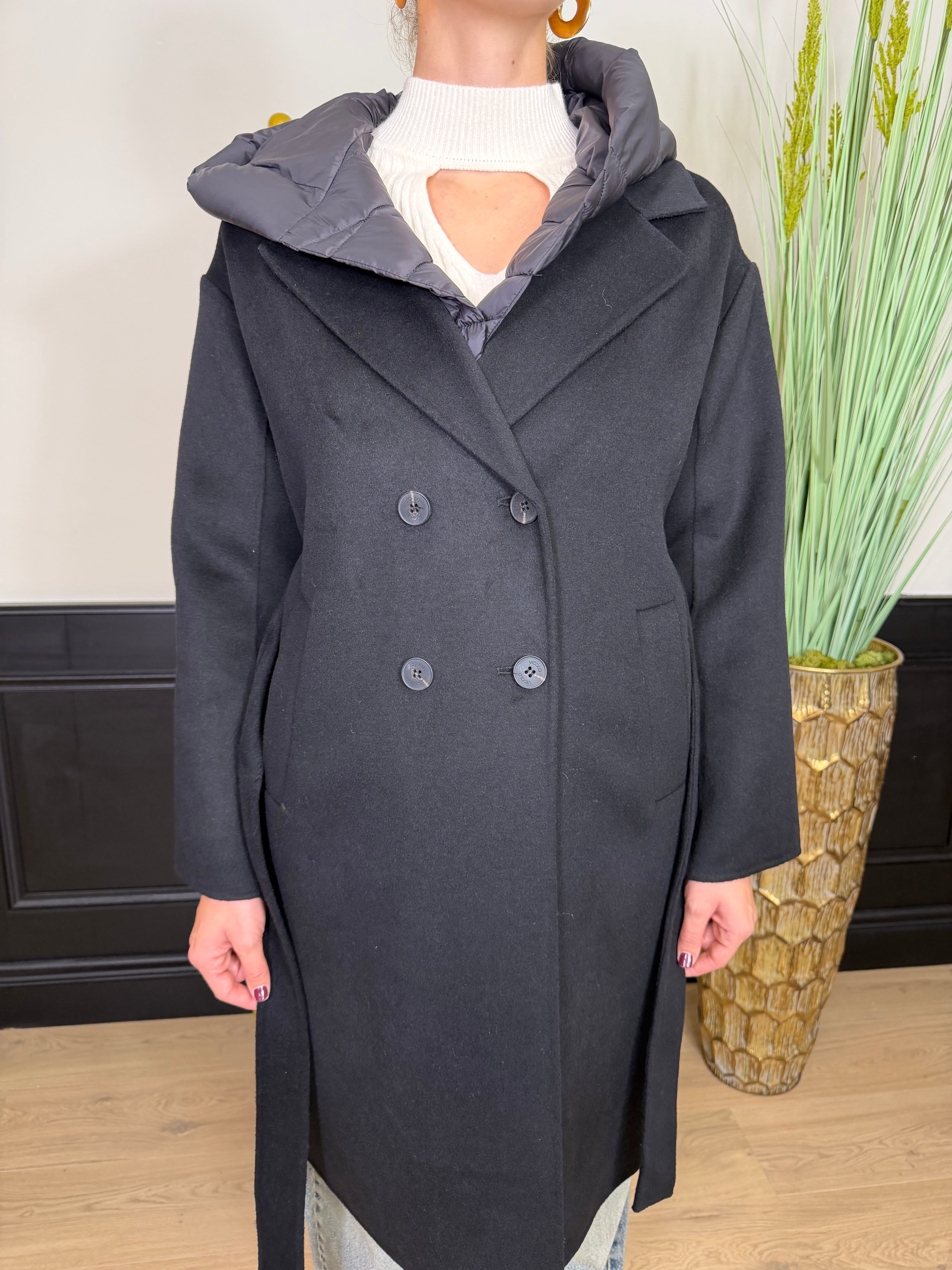 Cappotto con inserti in piumino
