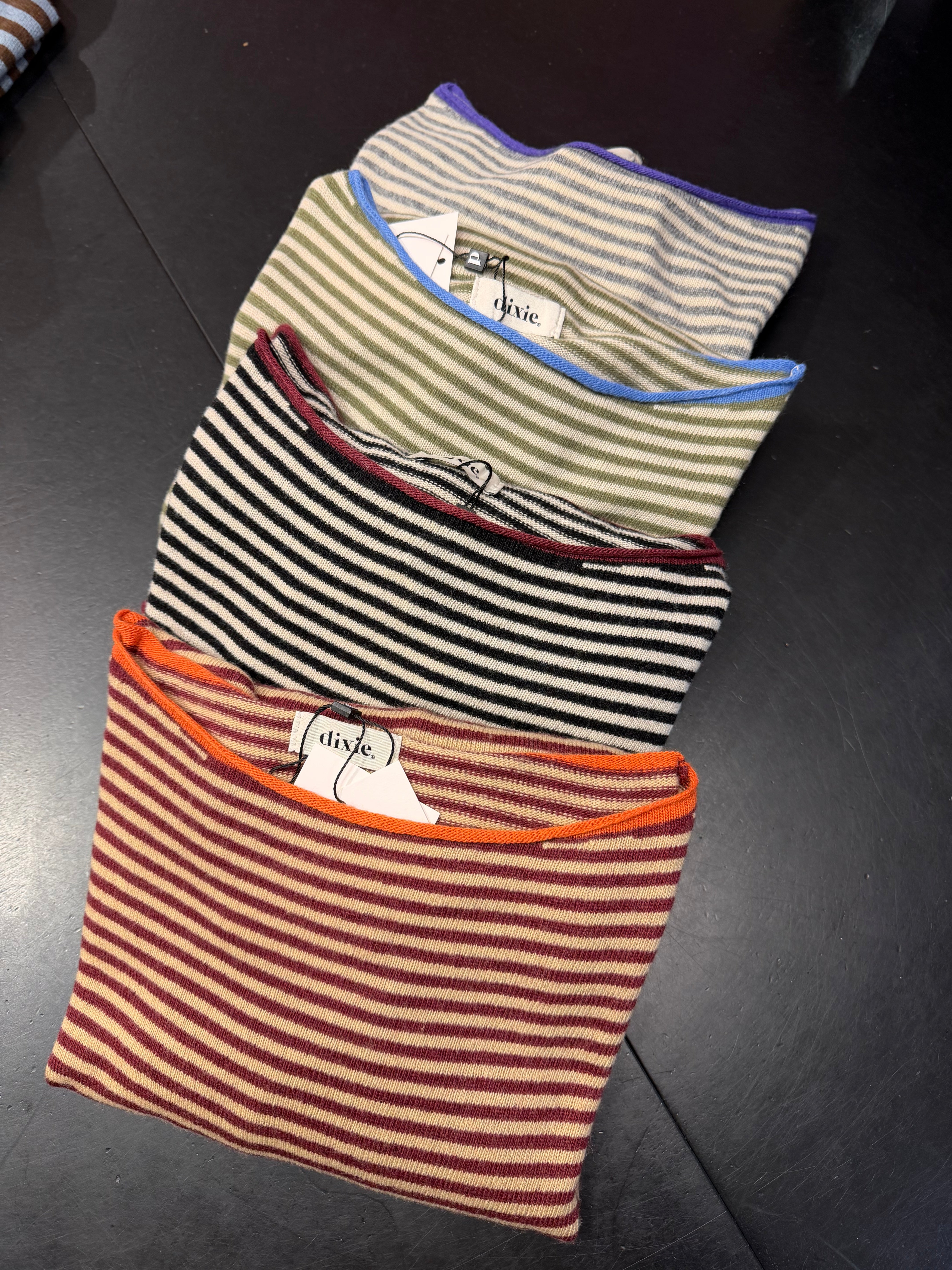 Maglia a righe scollo a barca lana/cashmere