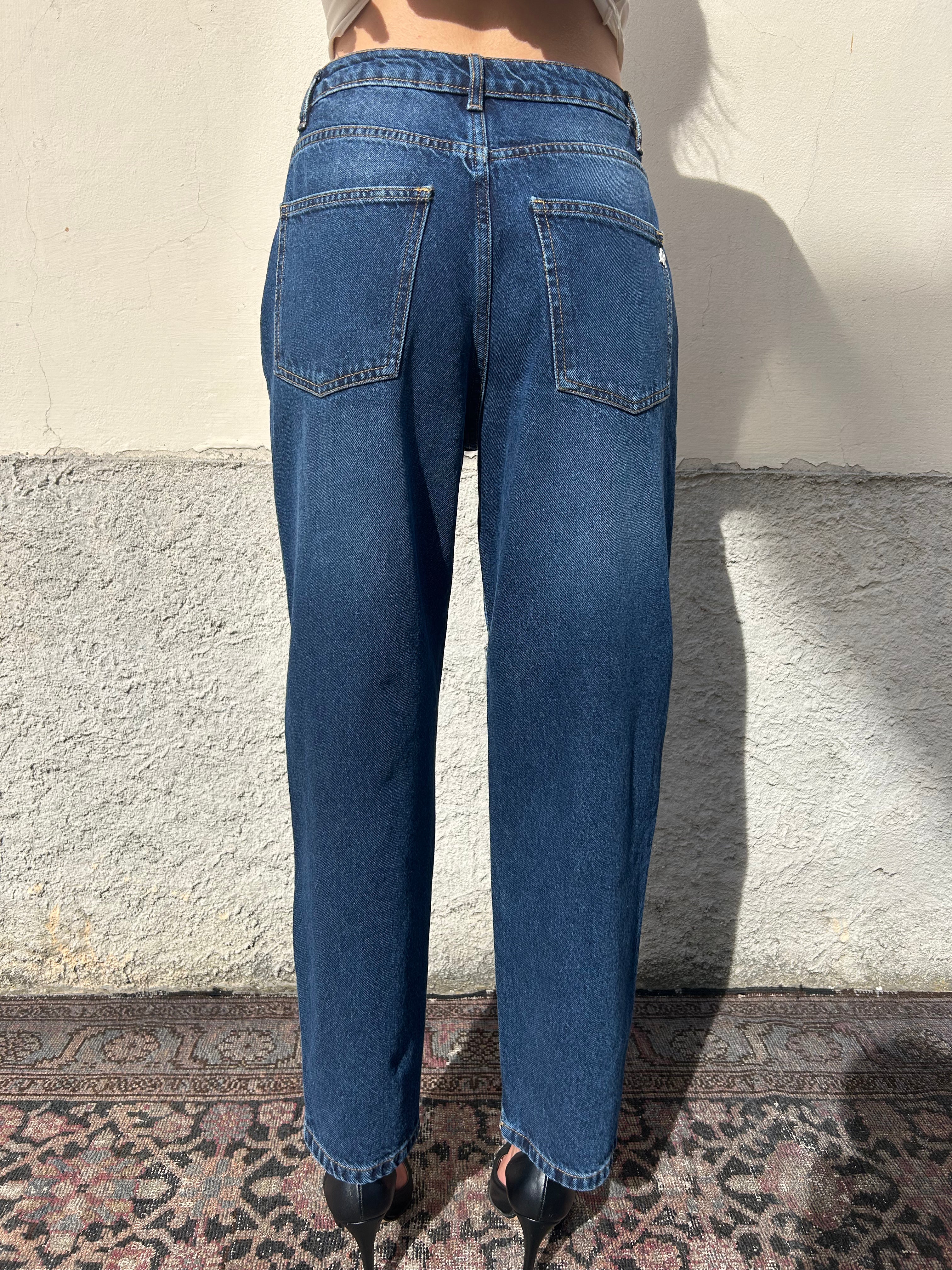 Jeans baggy fit con strass