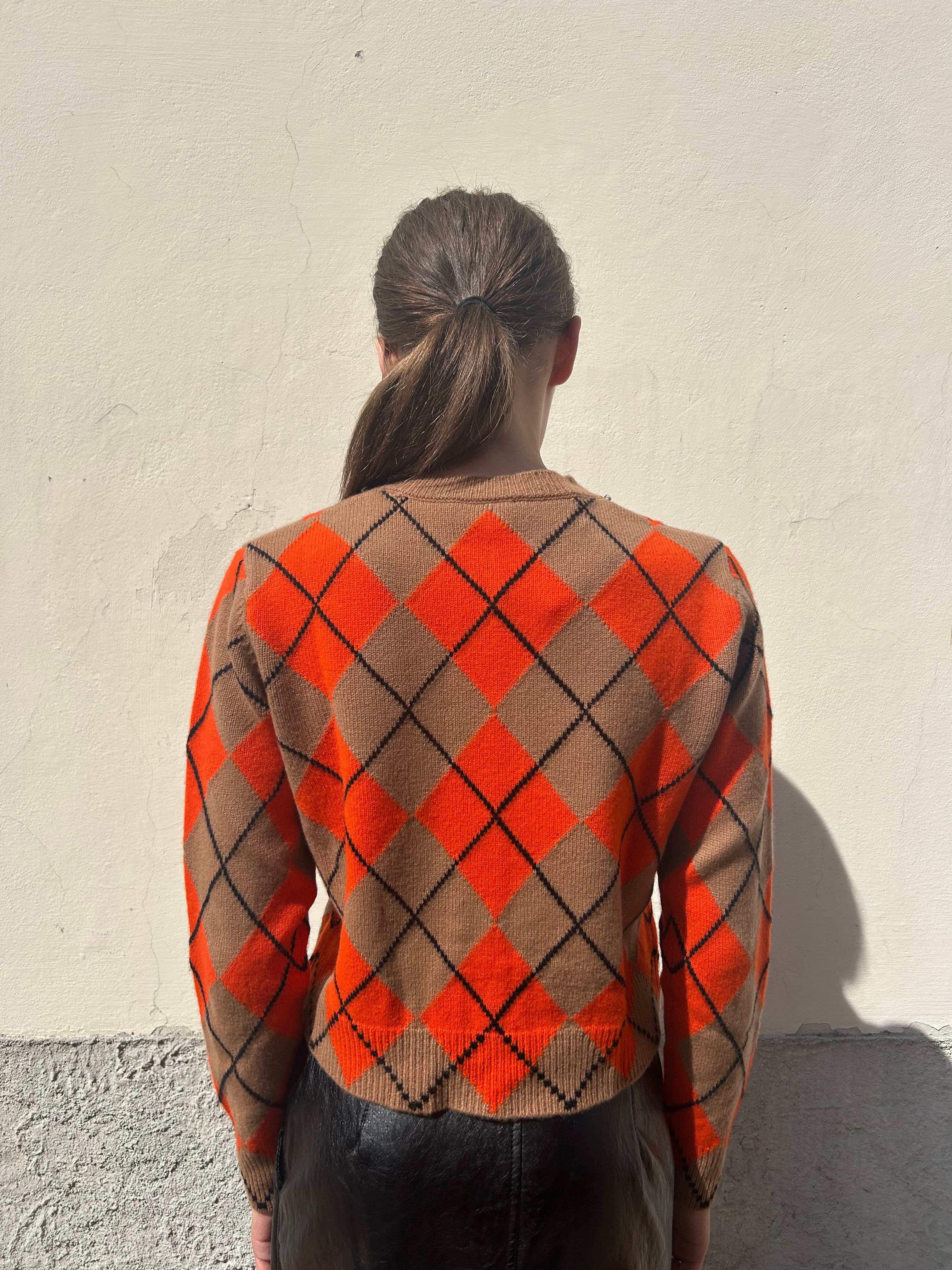 Cardigan a rombi con strass