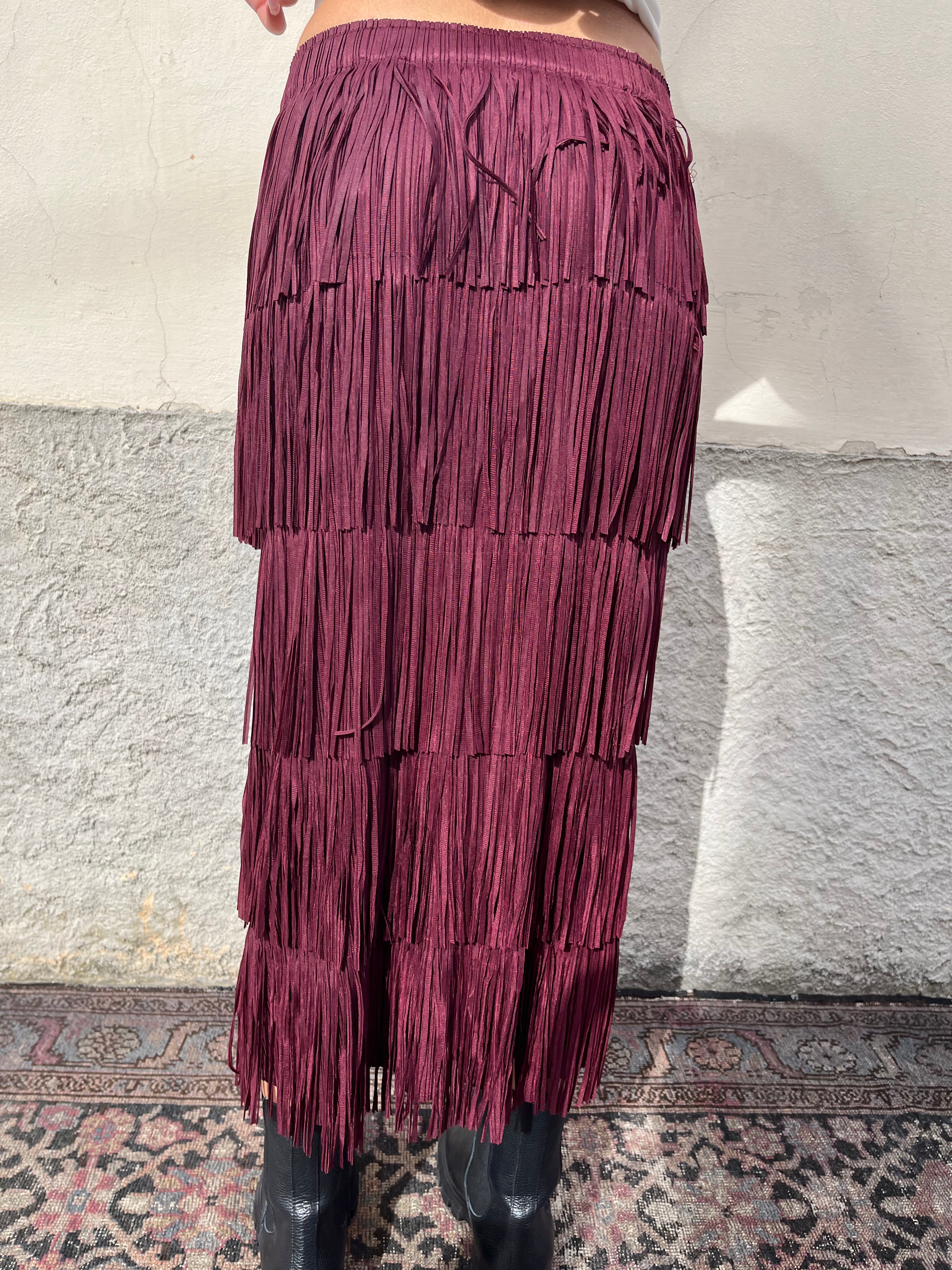 Gonna longuette con frange