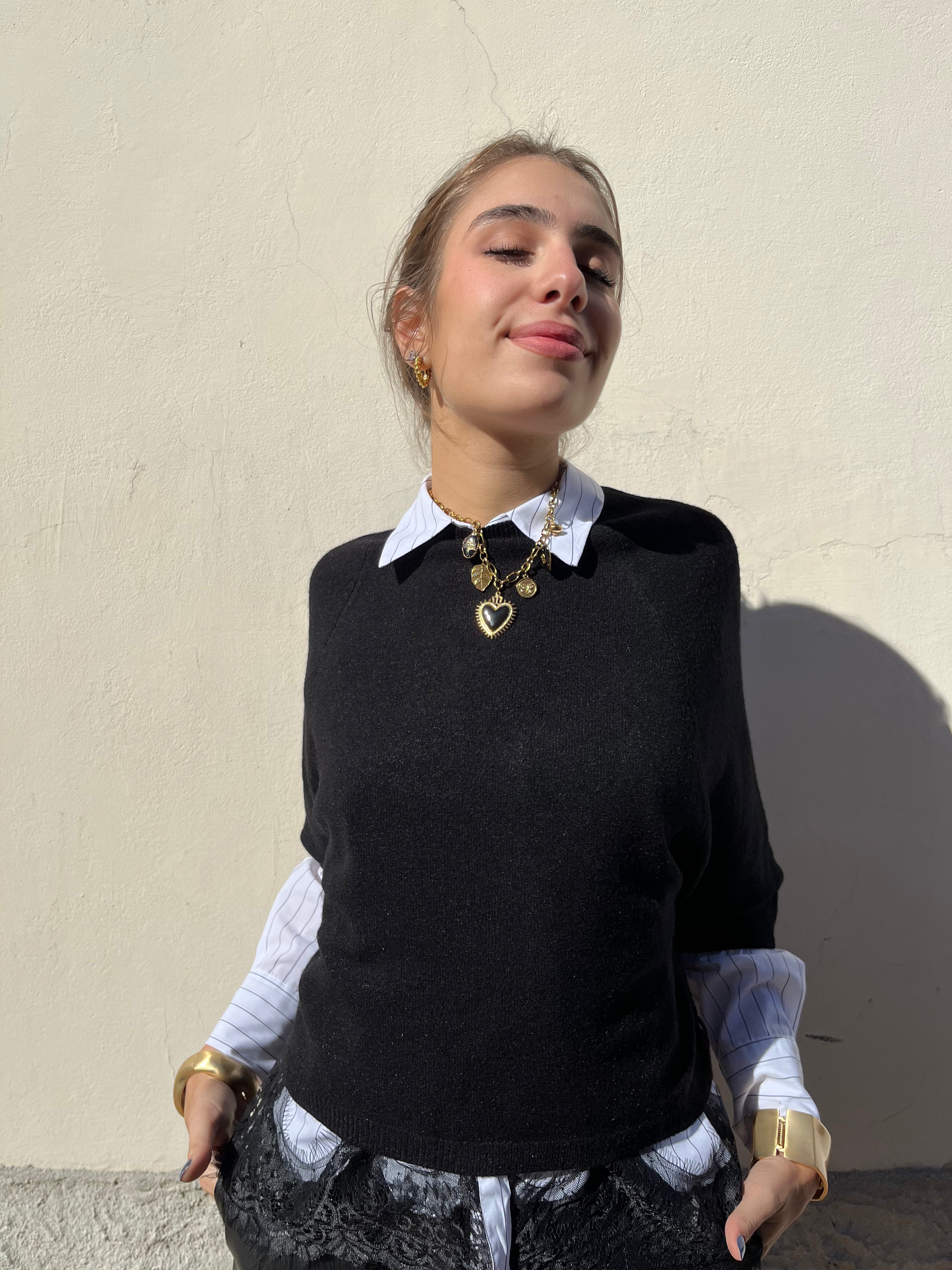 Maglia a scatola con frange