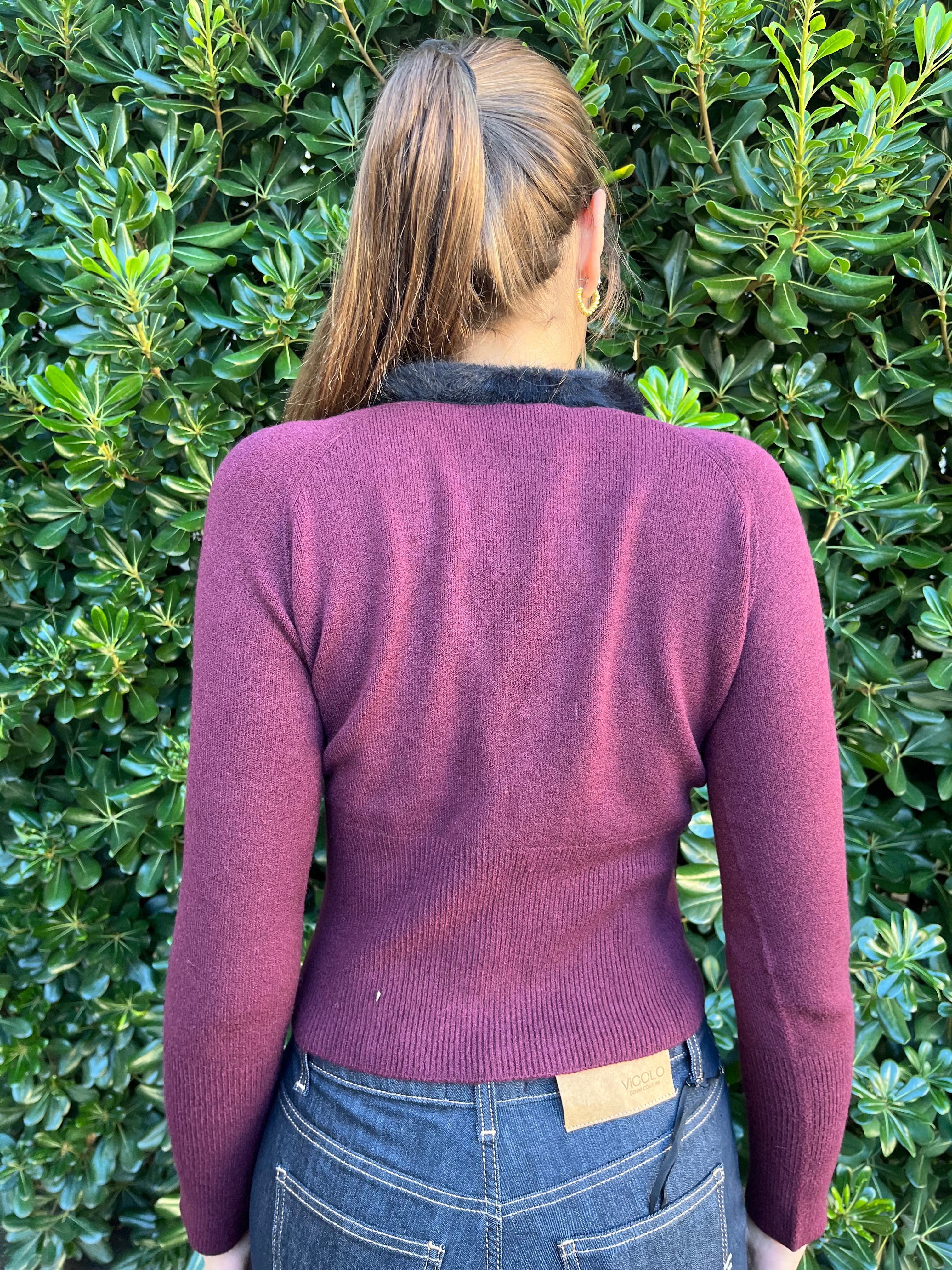 Cardigan corto con pelliccia