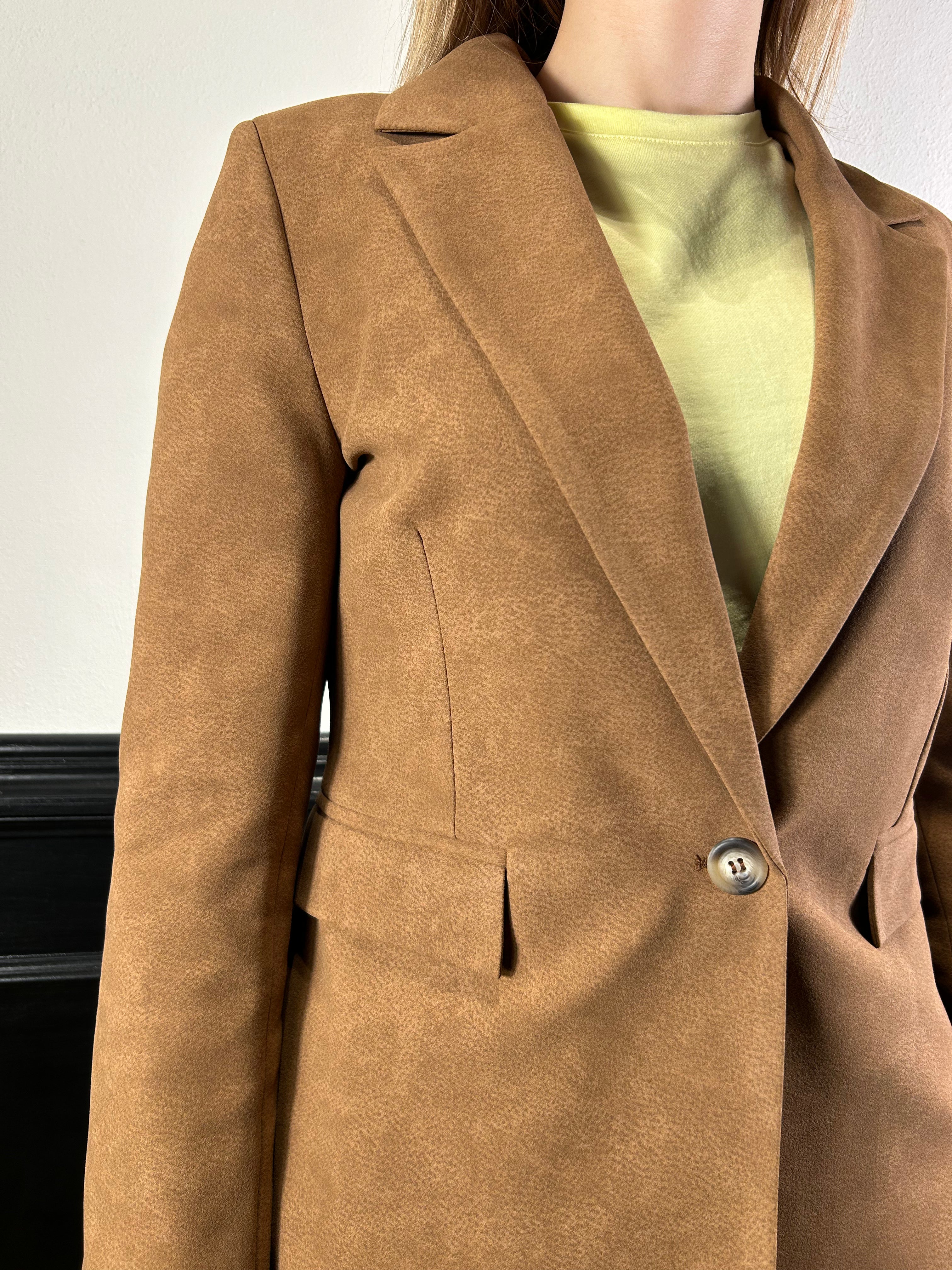 Giacca dritta in suede