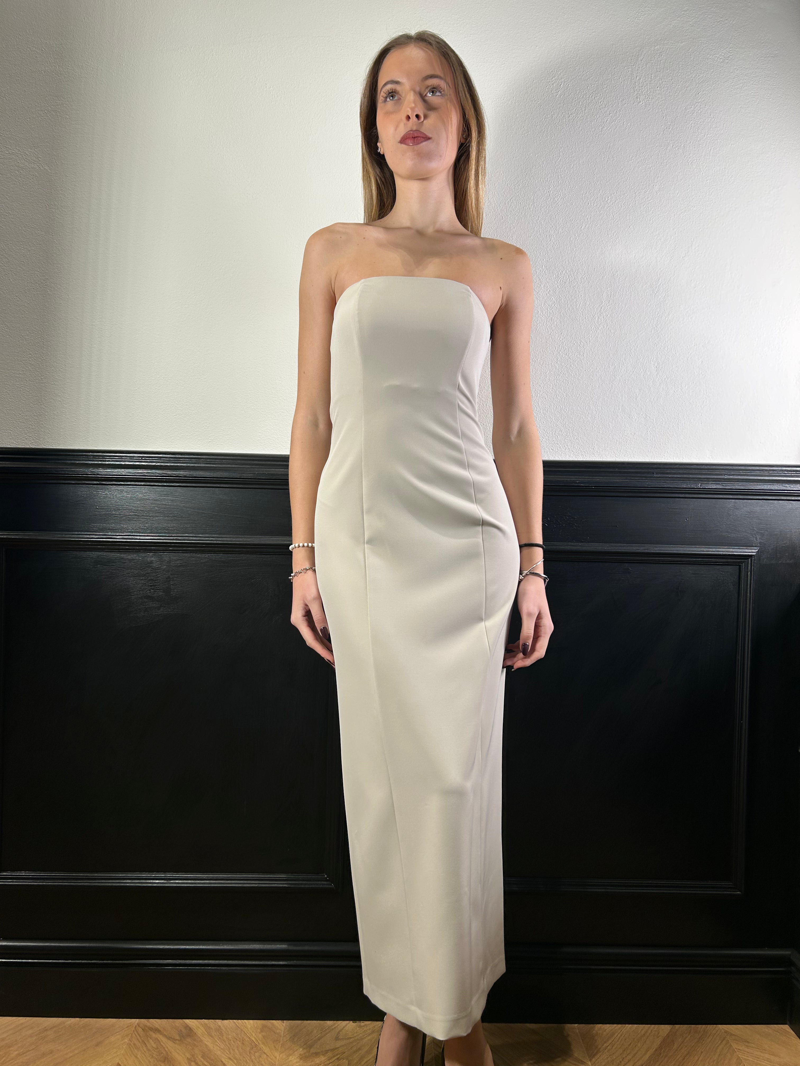 Abito Why tubino lungo greige