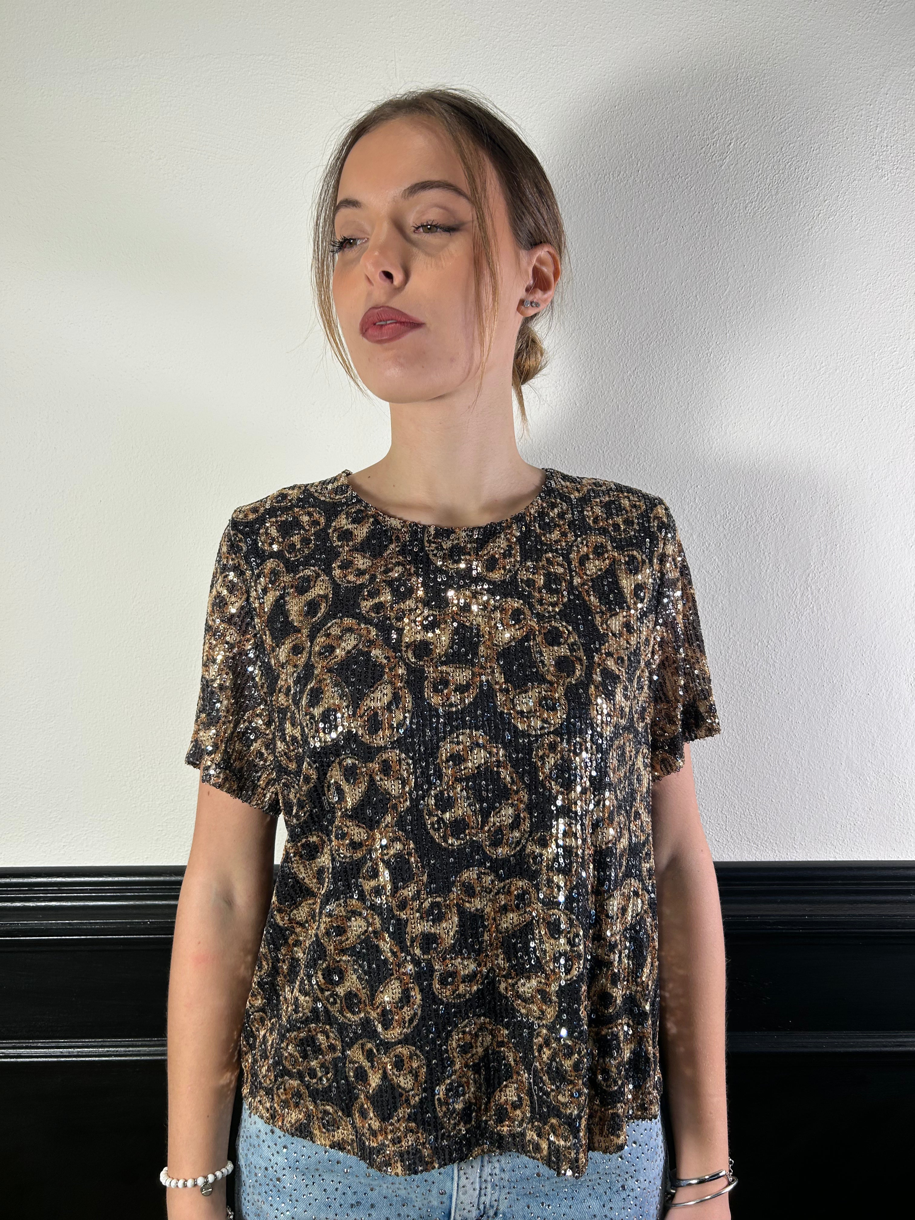 Blusa stampa catene dettaglio paillettes