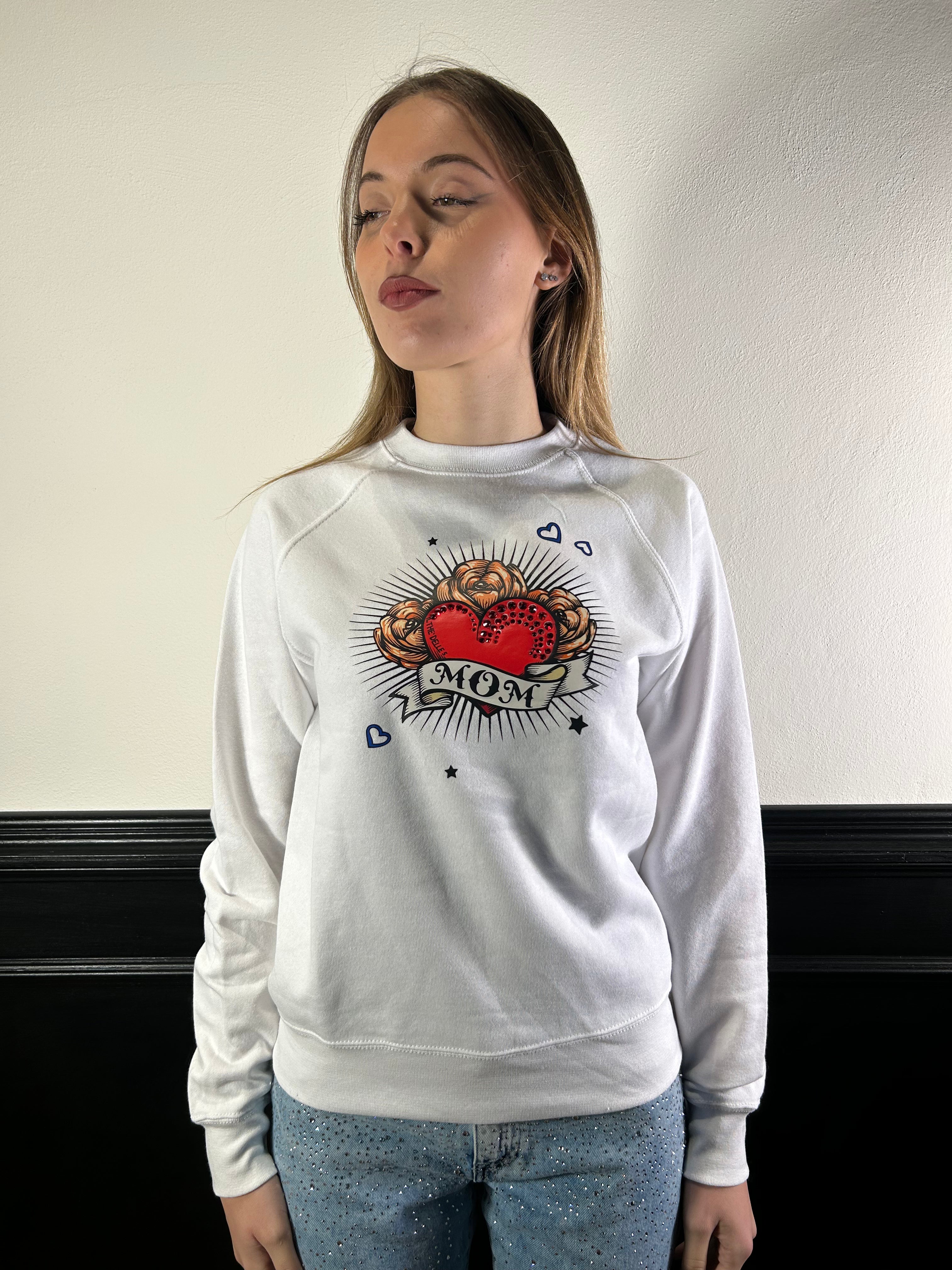 Felpa bianca stampa cuore