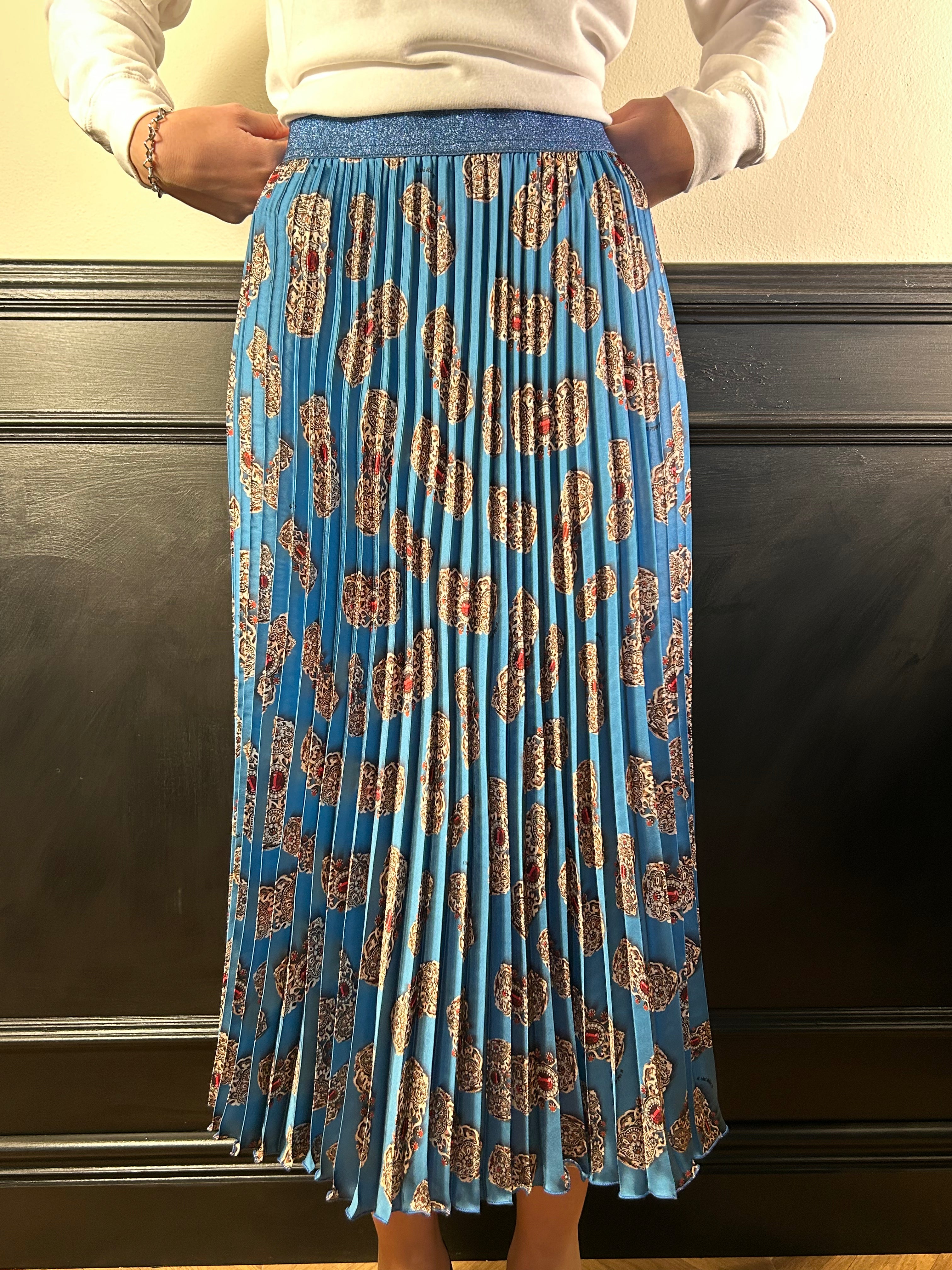 Gonna longuette plisse fantasia bracciali