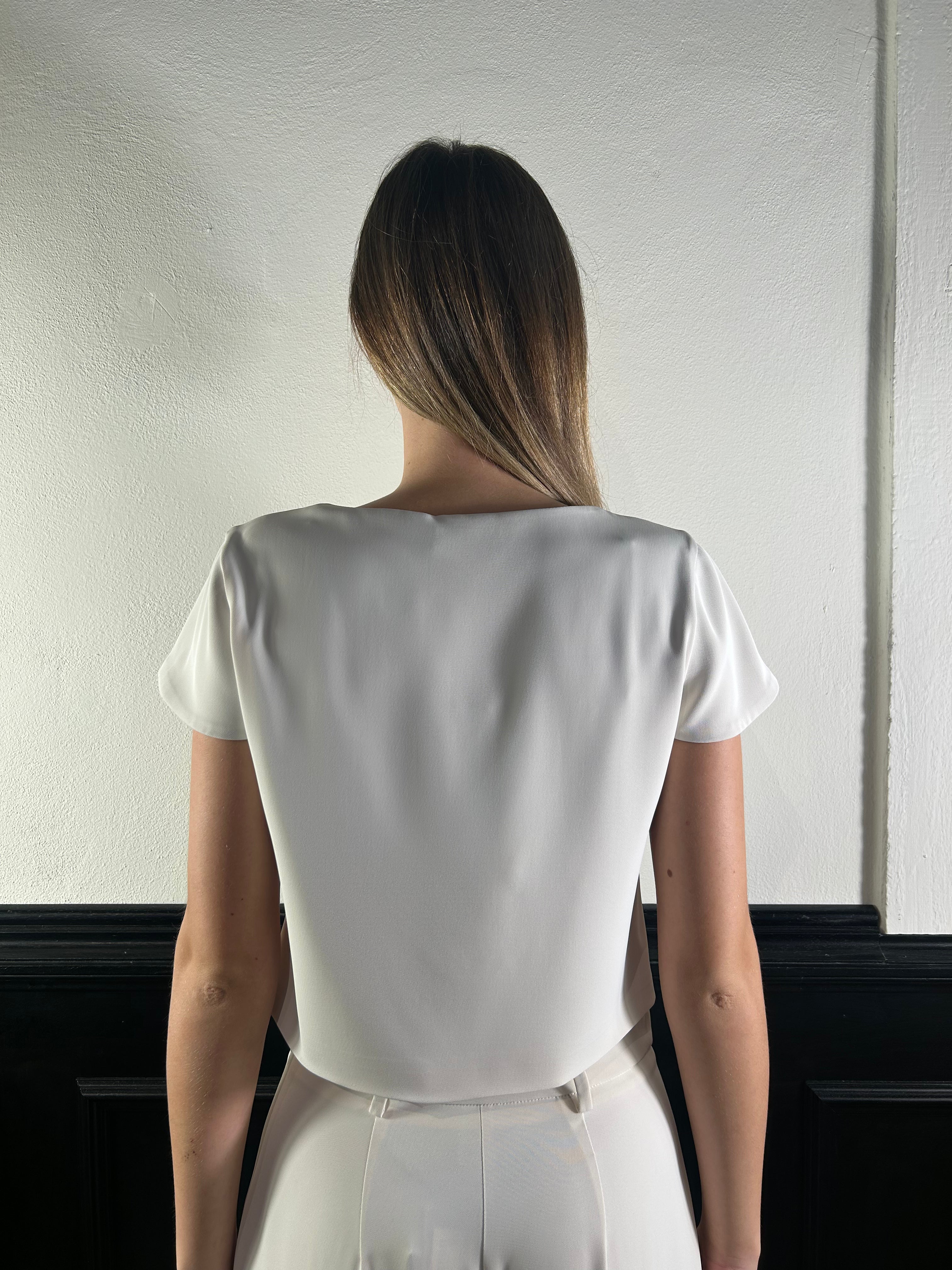 Completo blusa. pantalone palazzo con fibbia oro