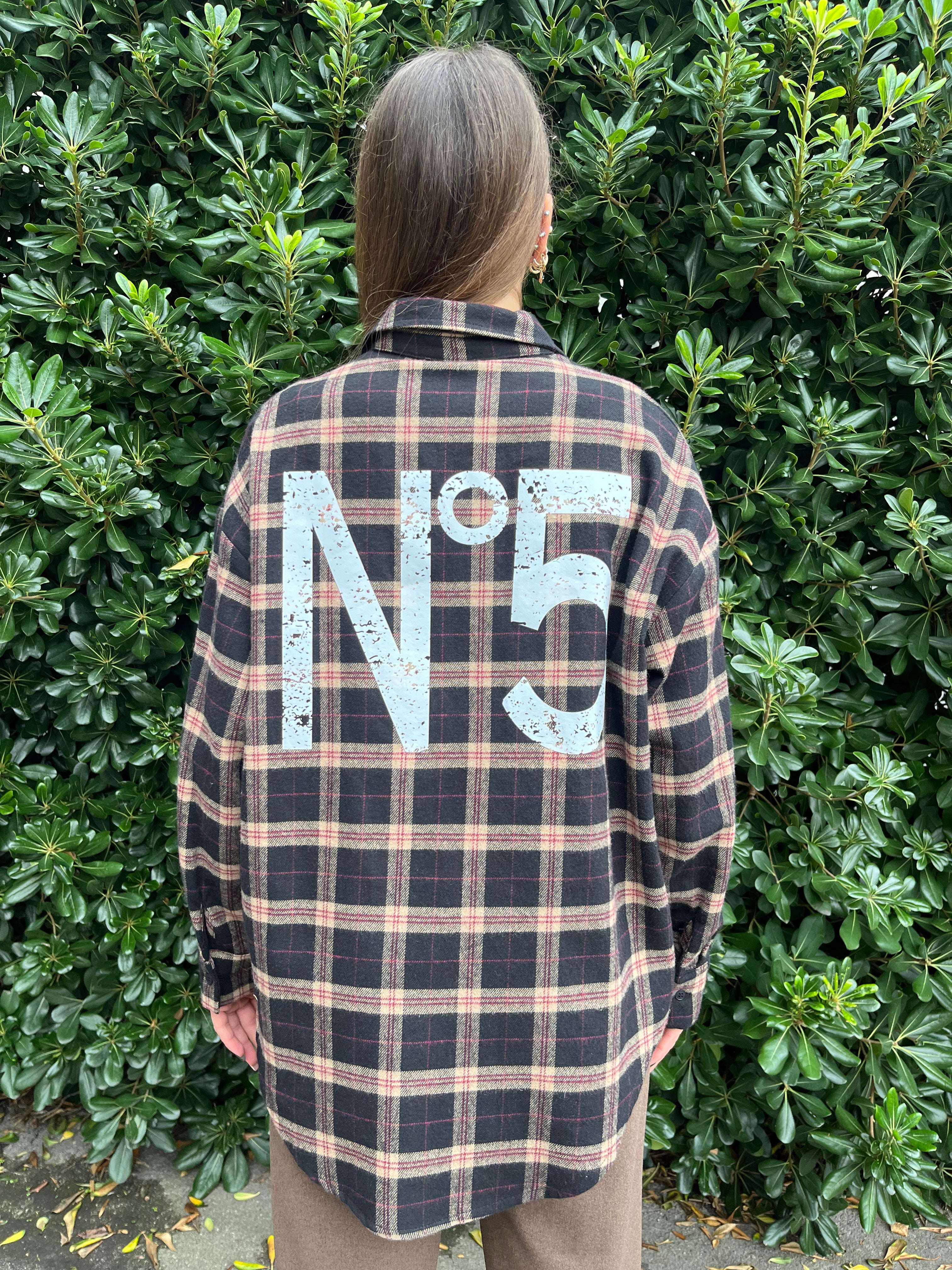 Camicia check in flanella con numero