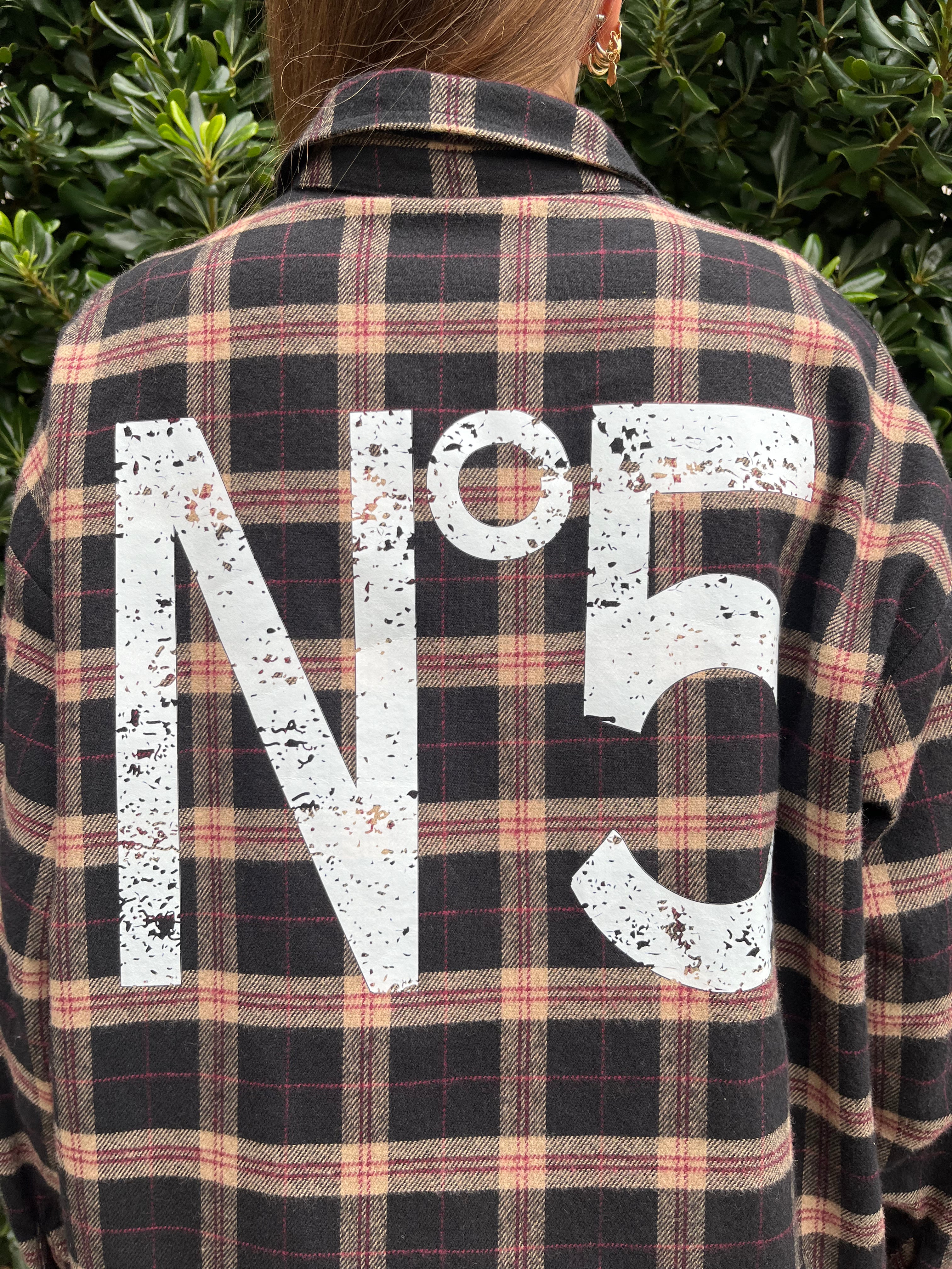 Camicia check in flanella con numero