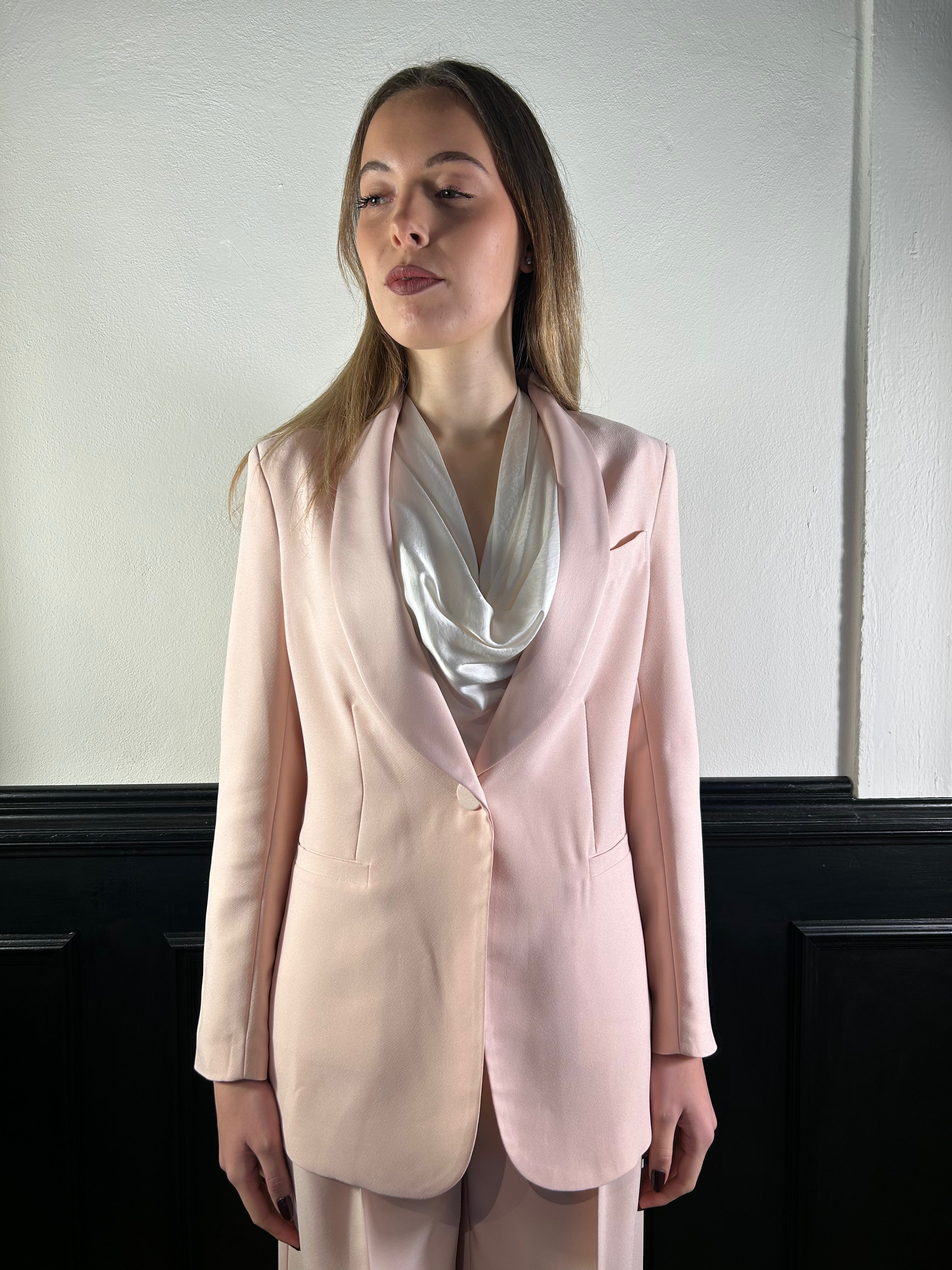 Tailleur smoking rosa cipria