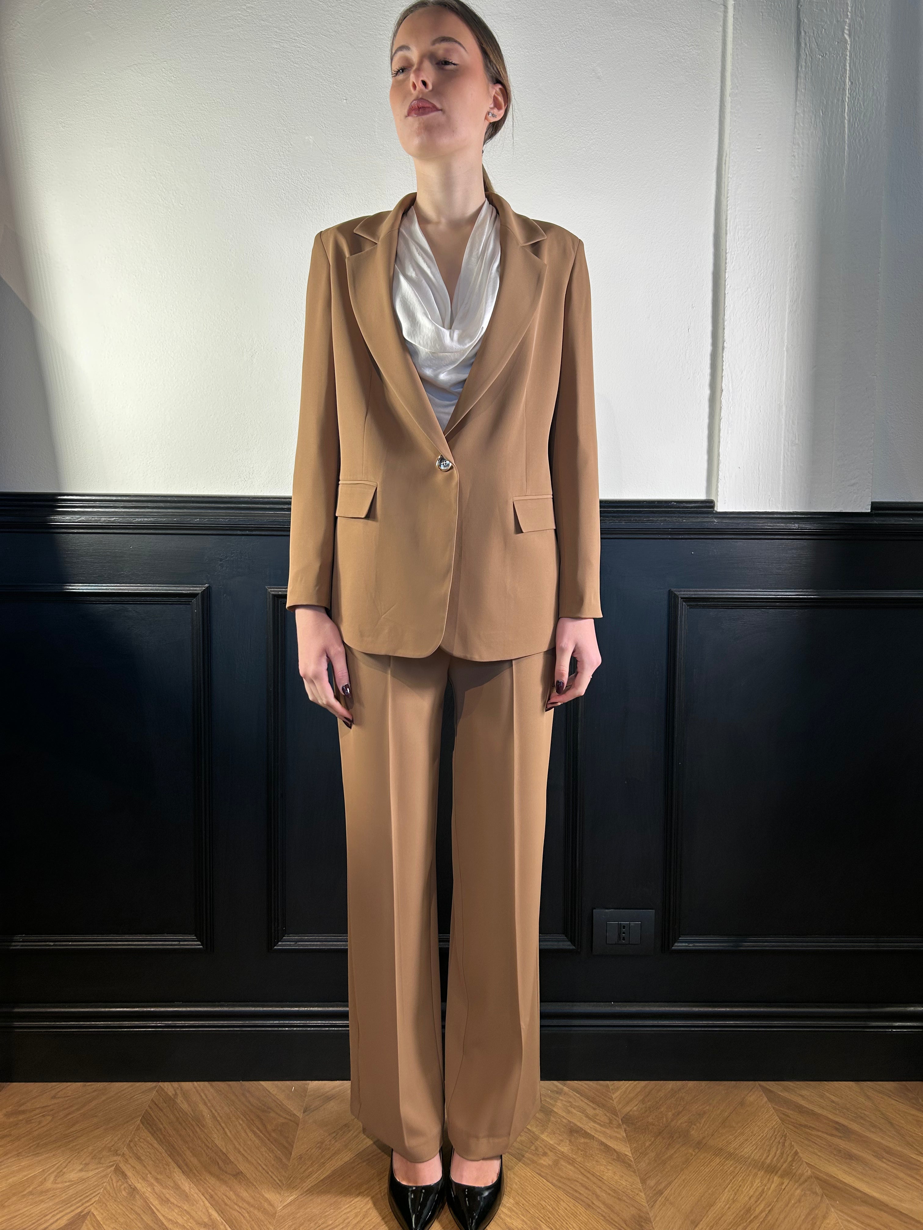 Pantalone Laim vita alta palazzo con tasche