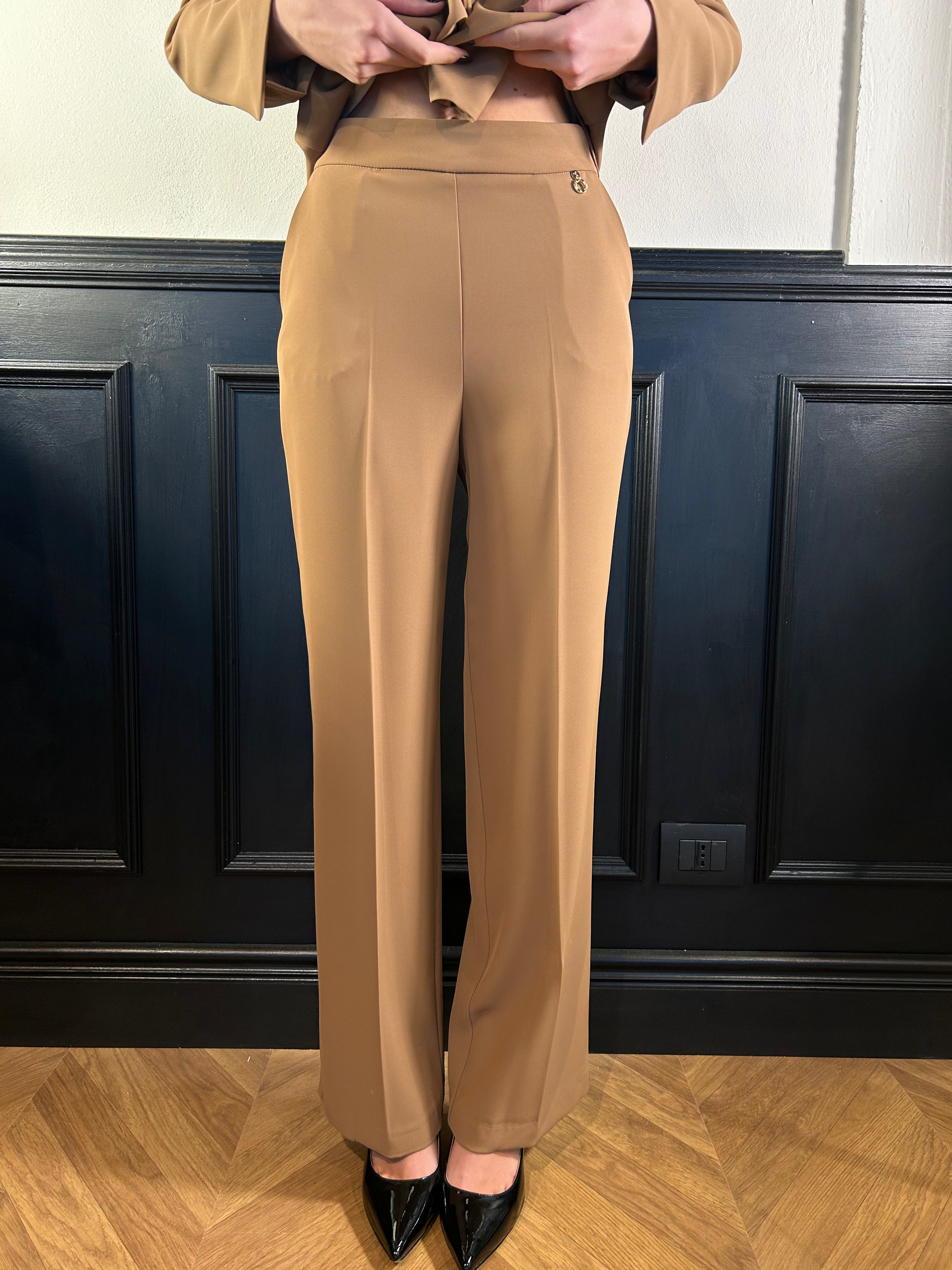 Pantalone Laim vita alta palazzo con tasche