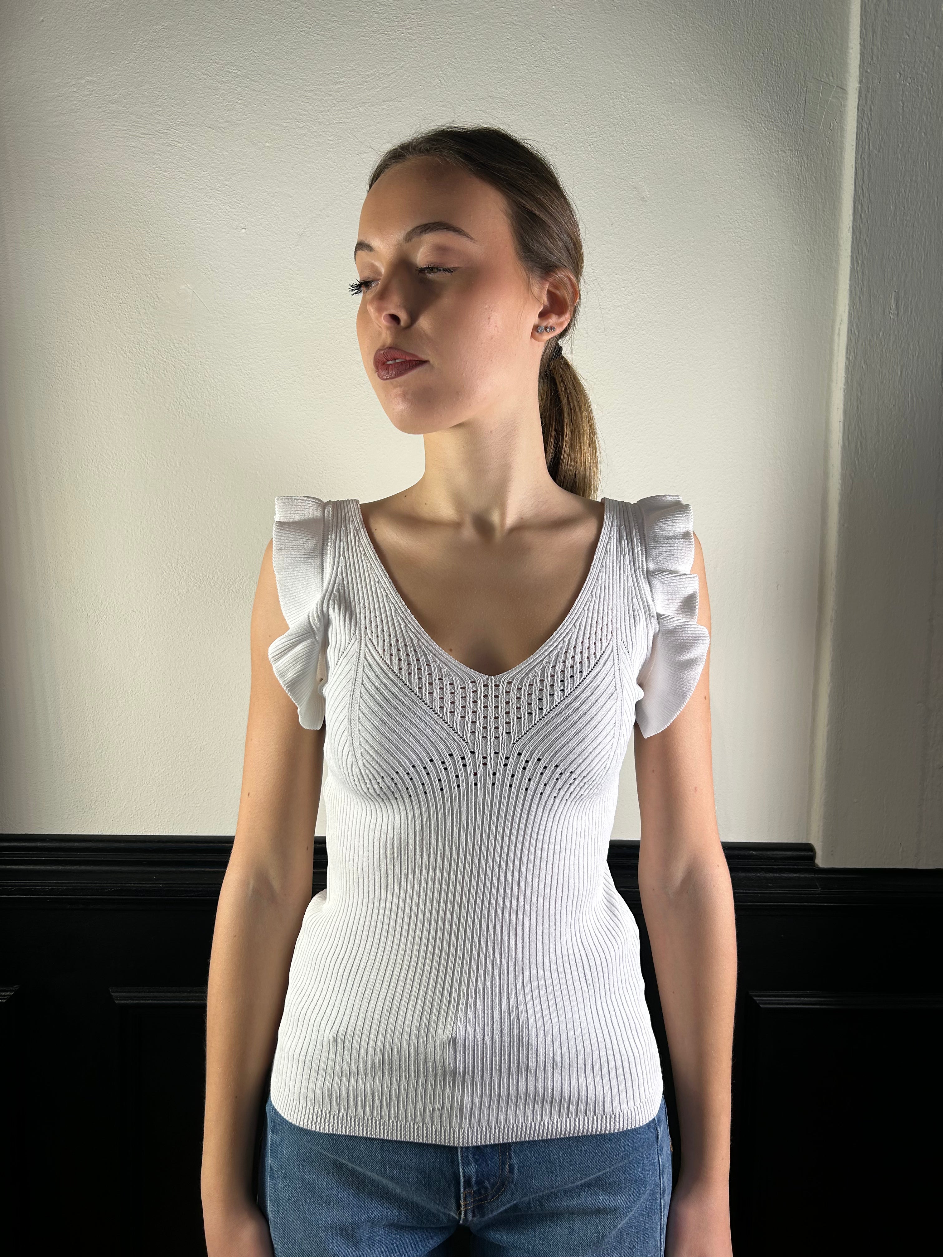 Canotta Mastroianni con Rouches e scollo a V