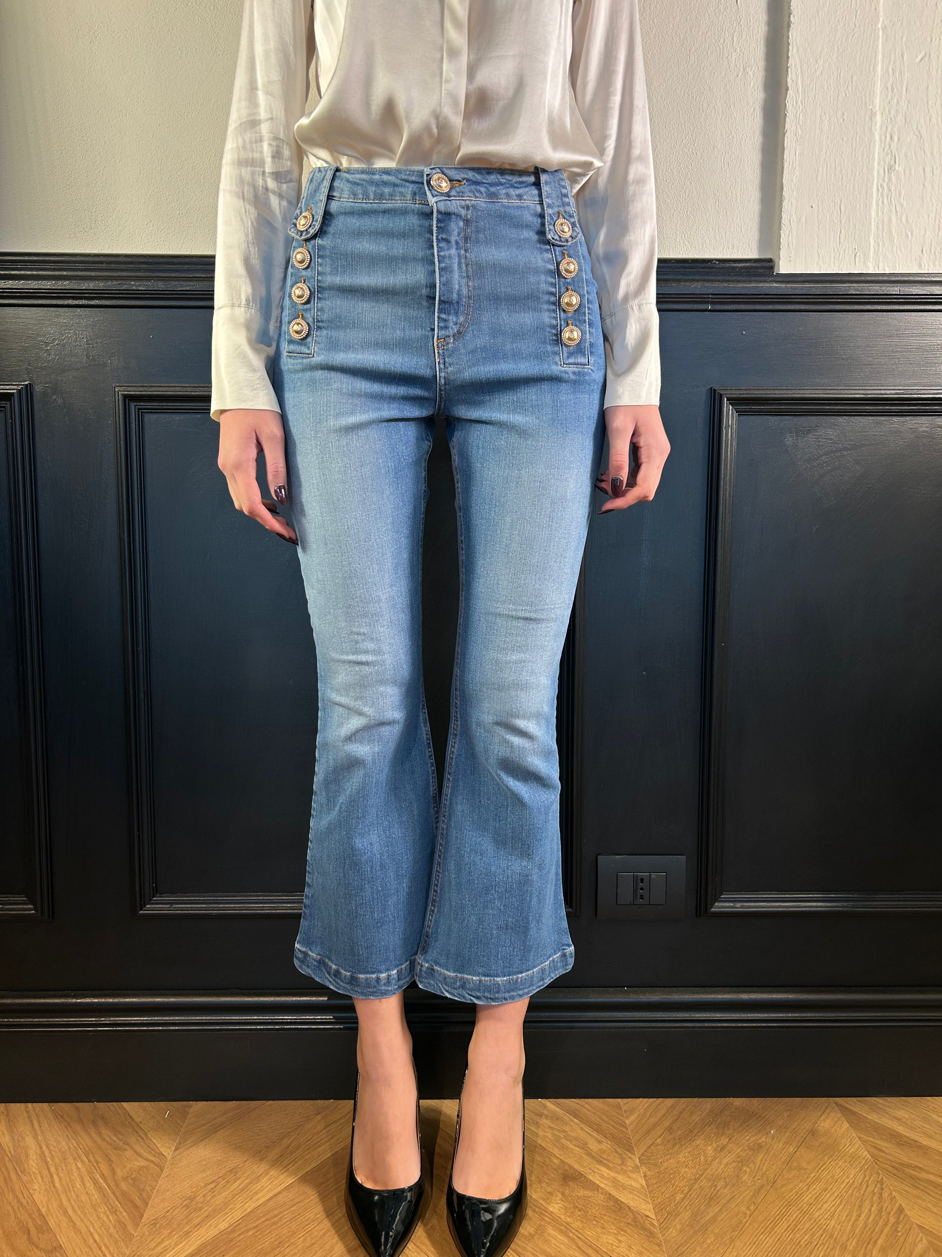 Jeans Palencia crop bottoni oro