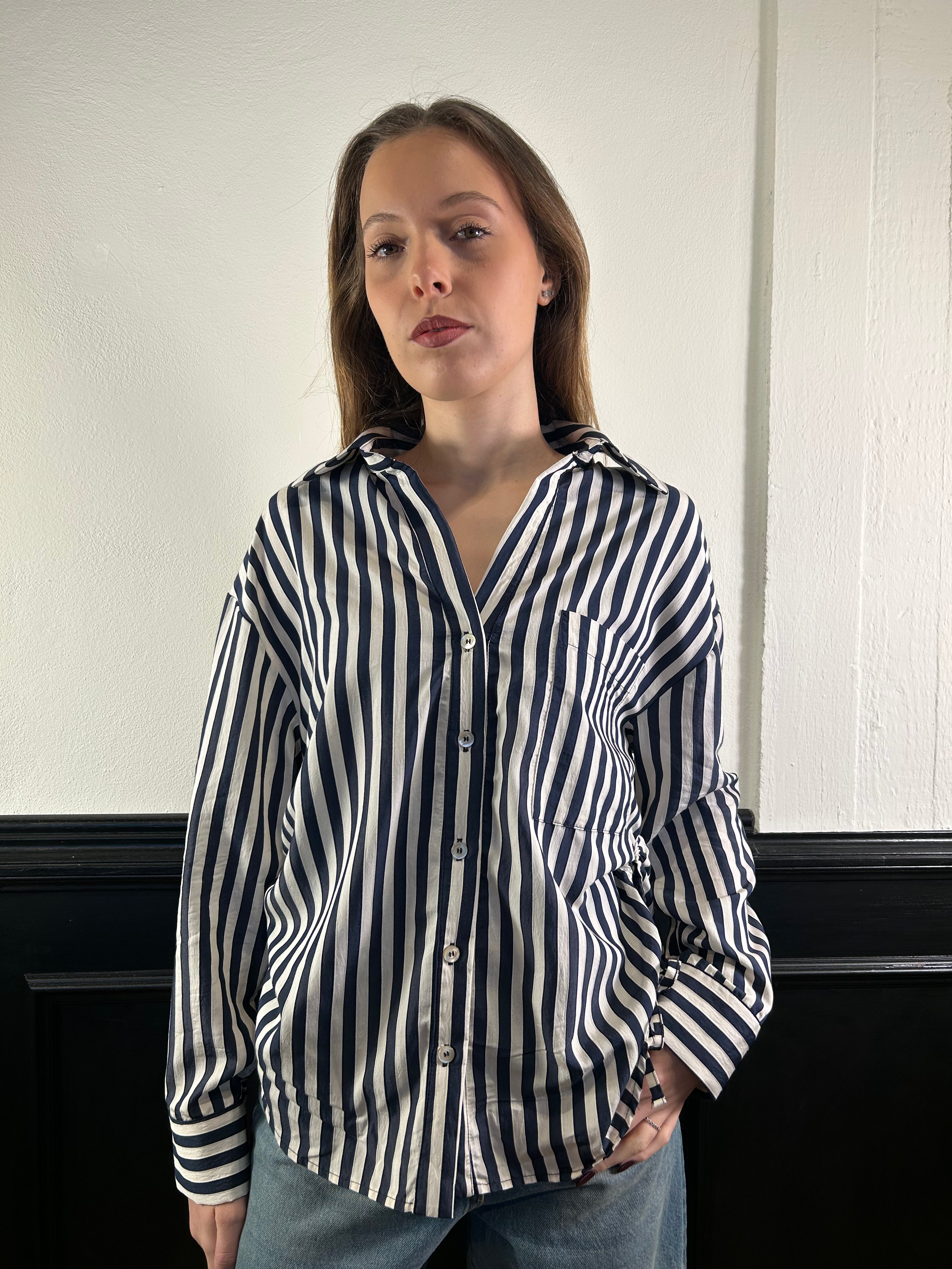 Camicia bastoncino blu/bianca