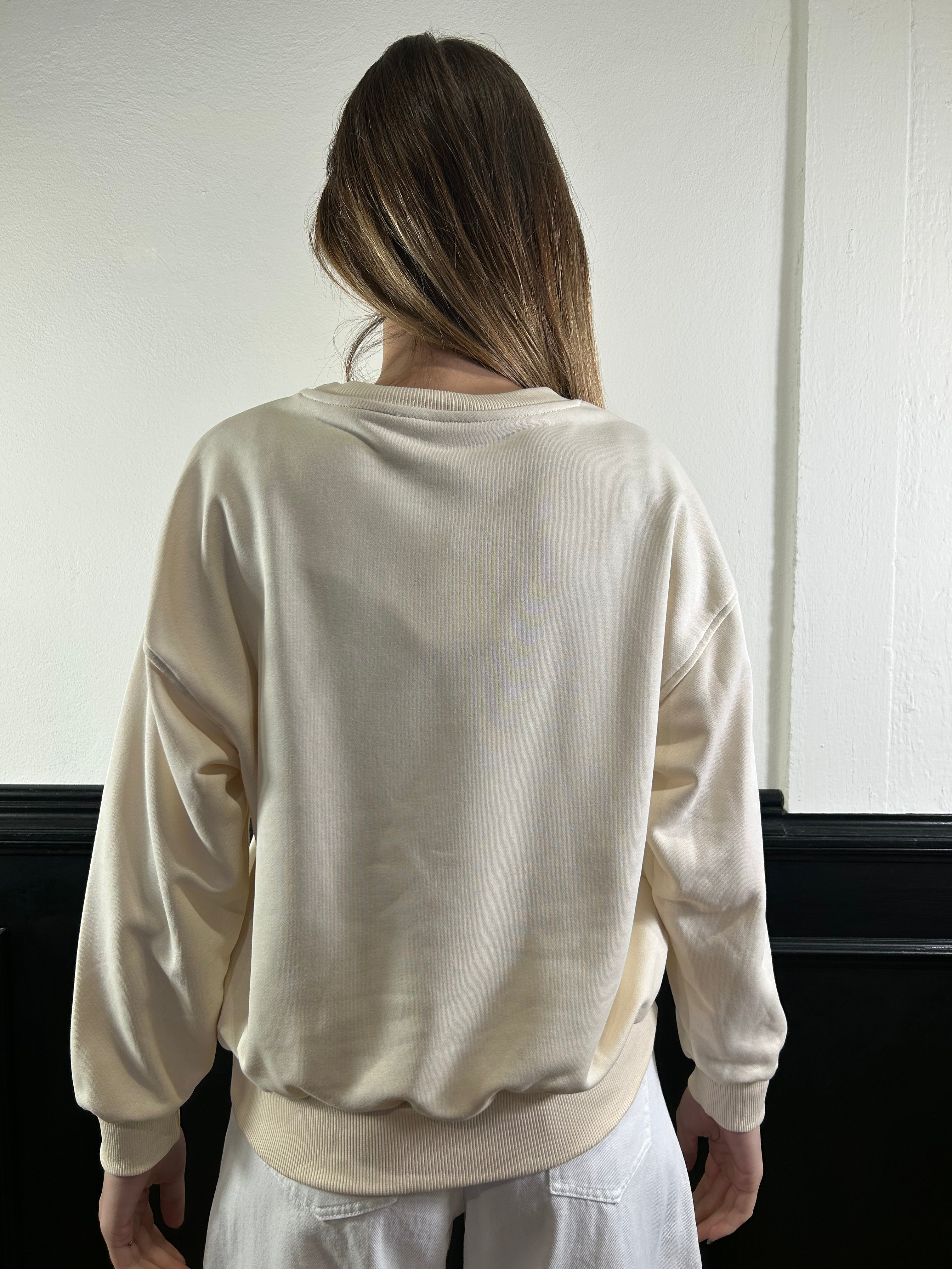 Felpa burro con scritta marrone