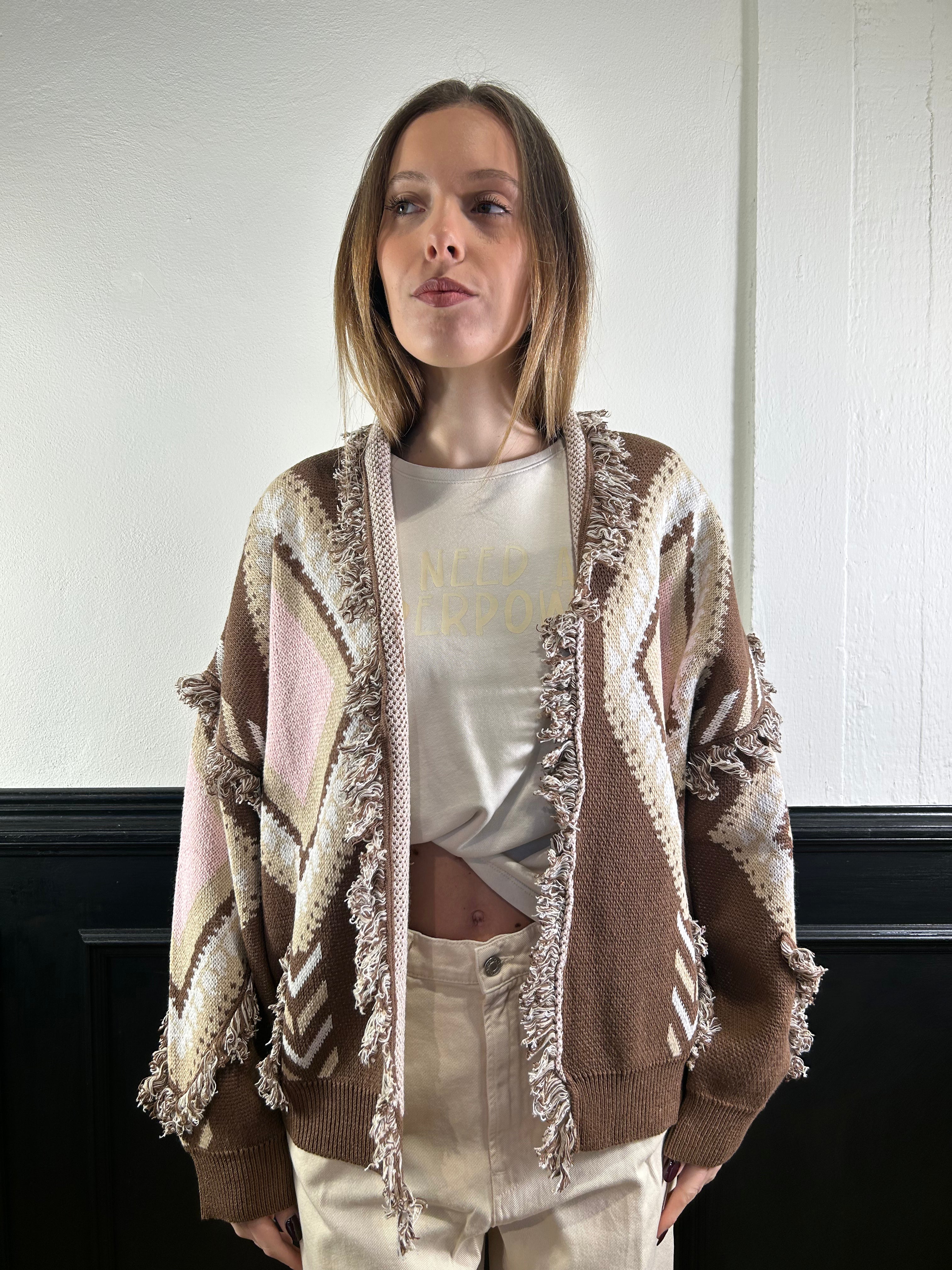 Cardigan Alanui fantasia marrone, beige, rosa