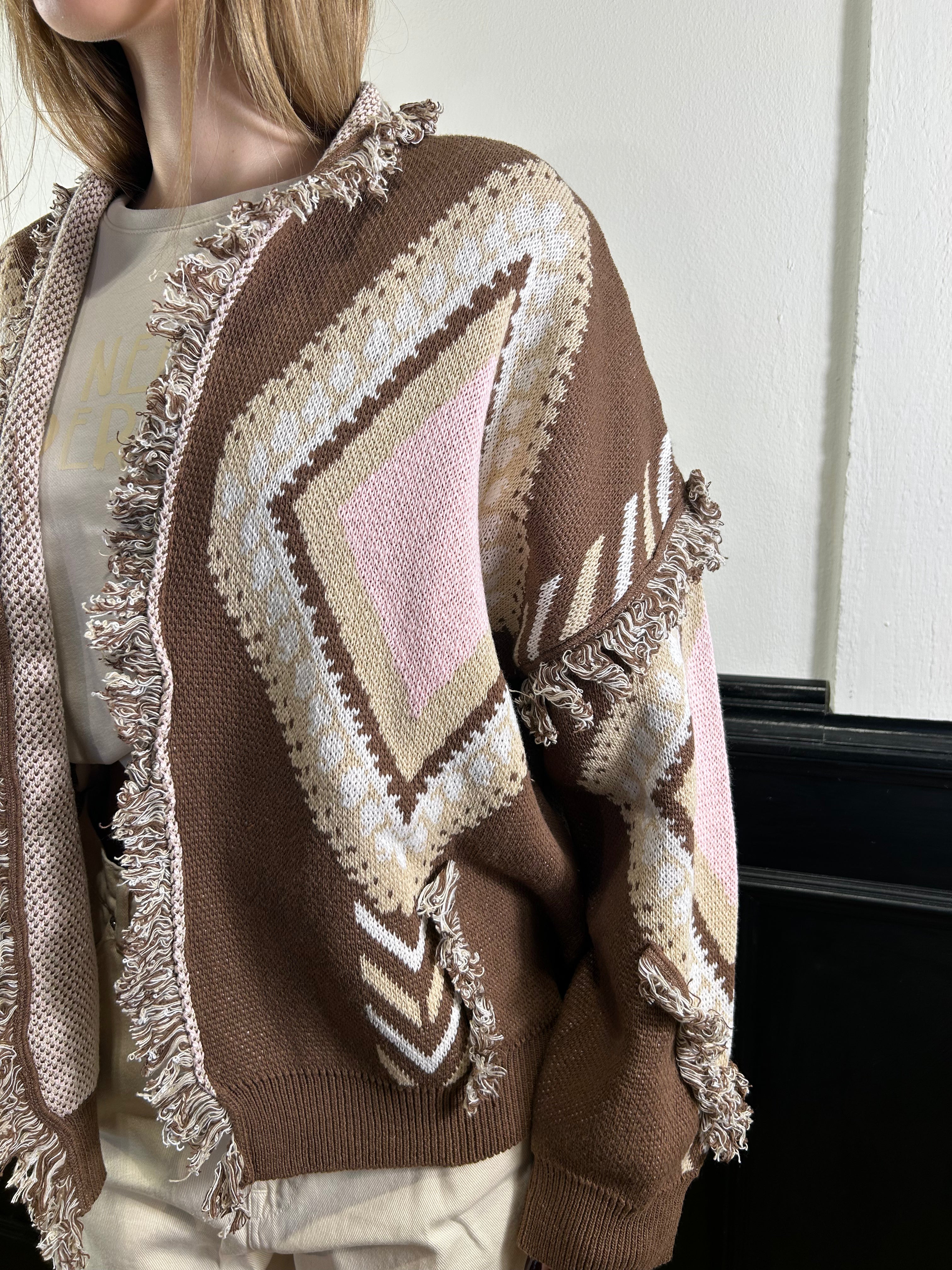 Cardigan Alanui fantasia marrone, beige, rosa