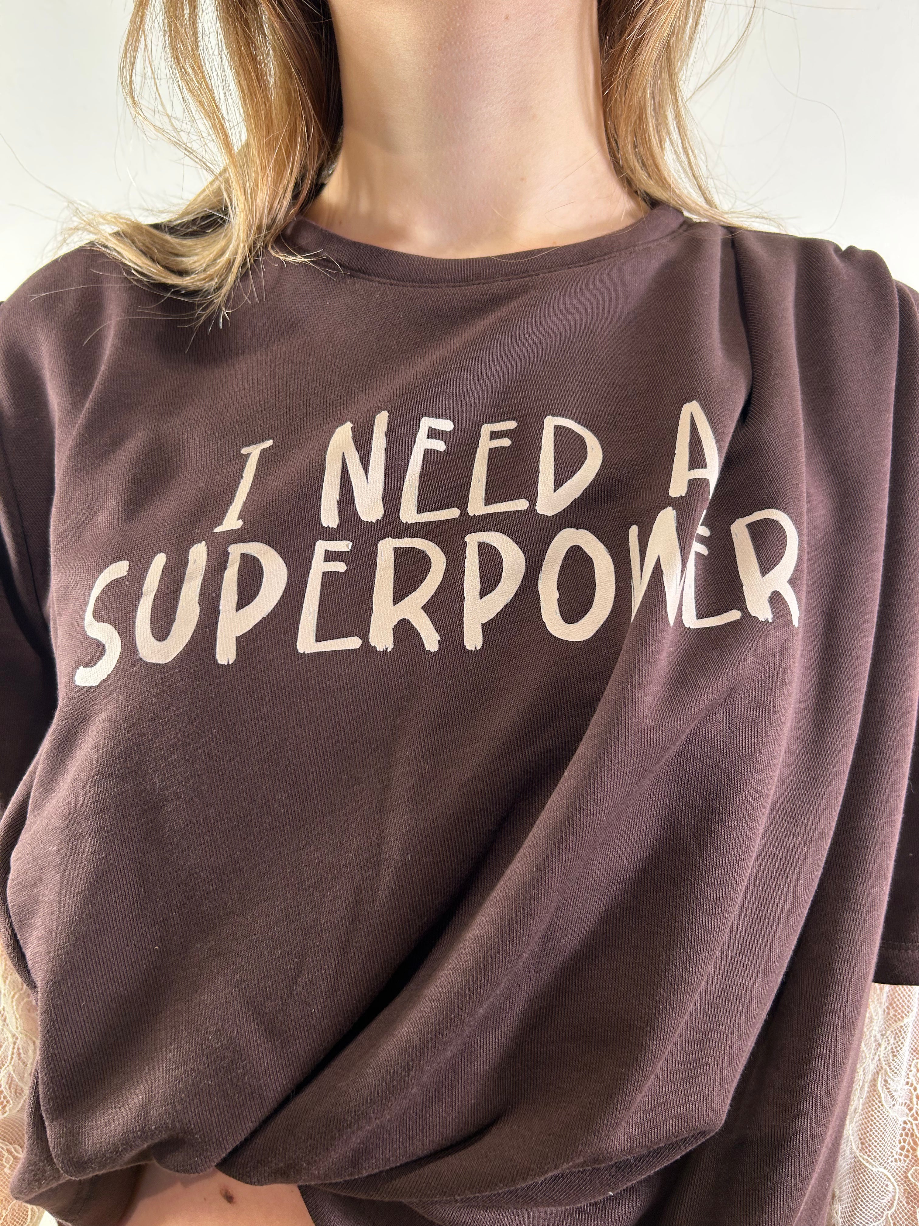 Felpa con maniche in pizzo e nodo marrone