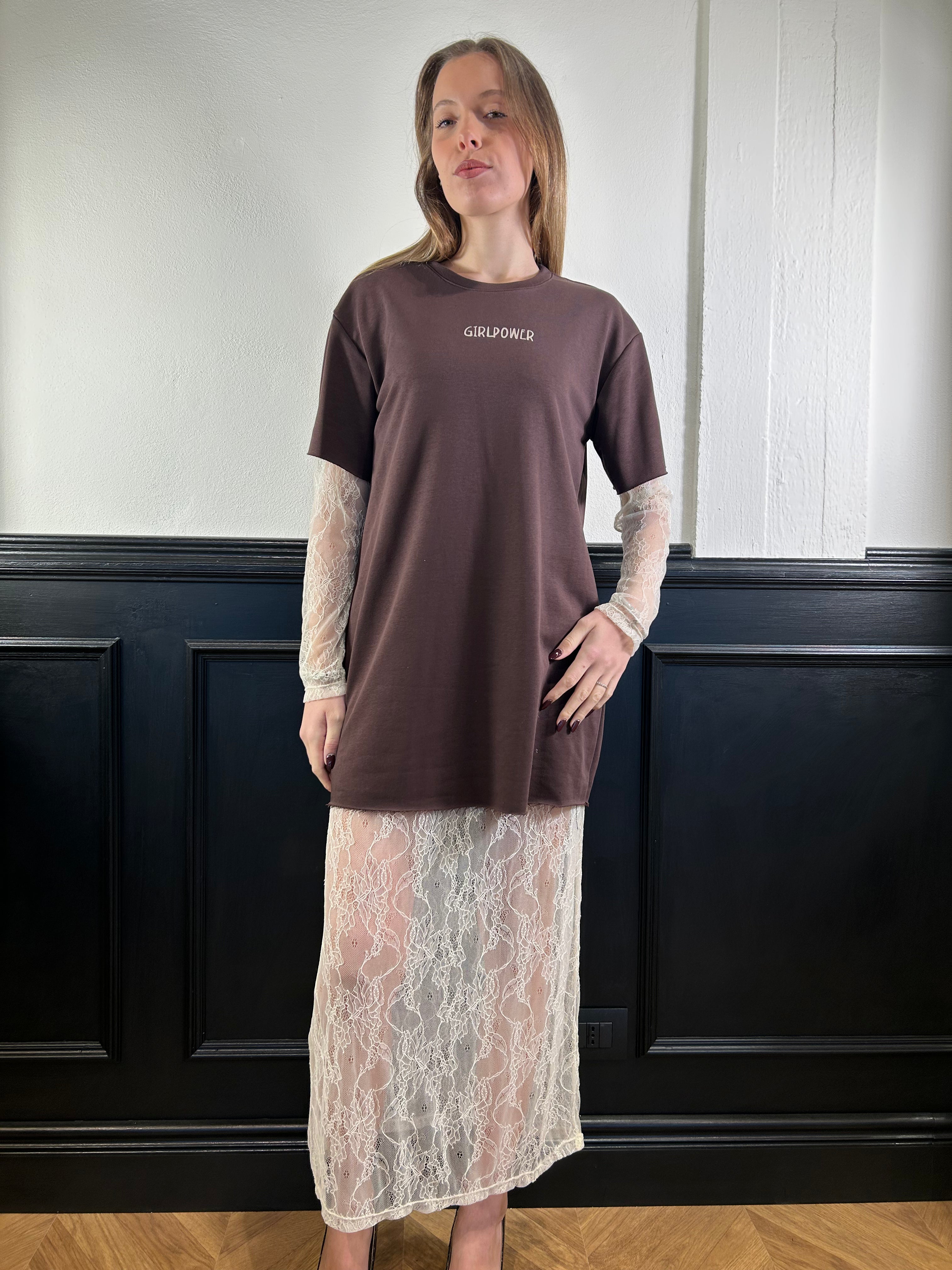 Abito in felpa con pizzo