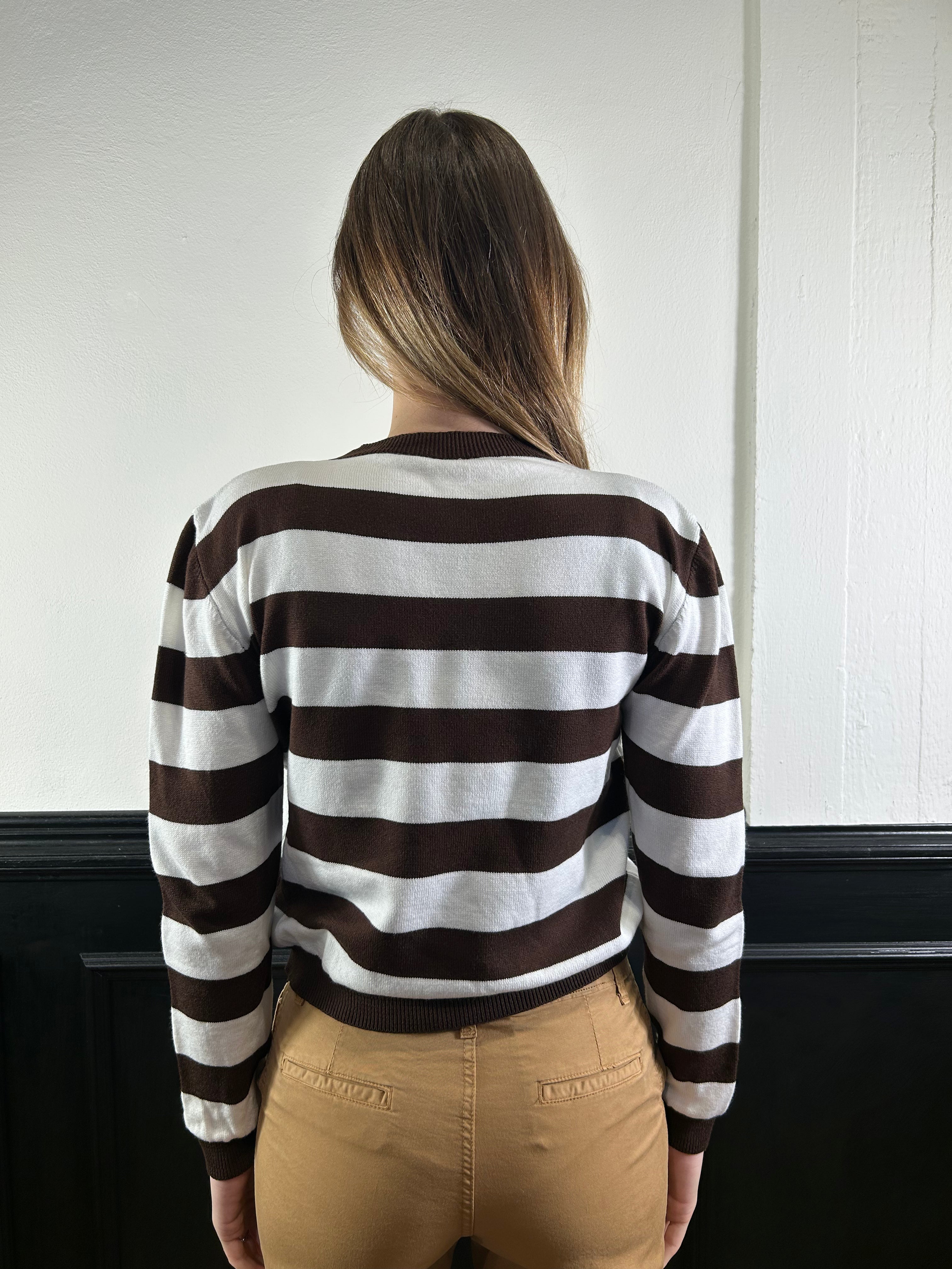 Pull righe marrone/bianco