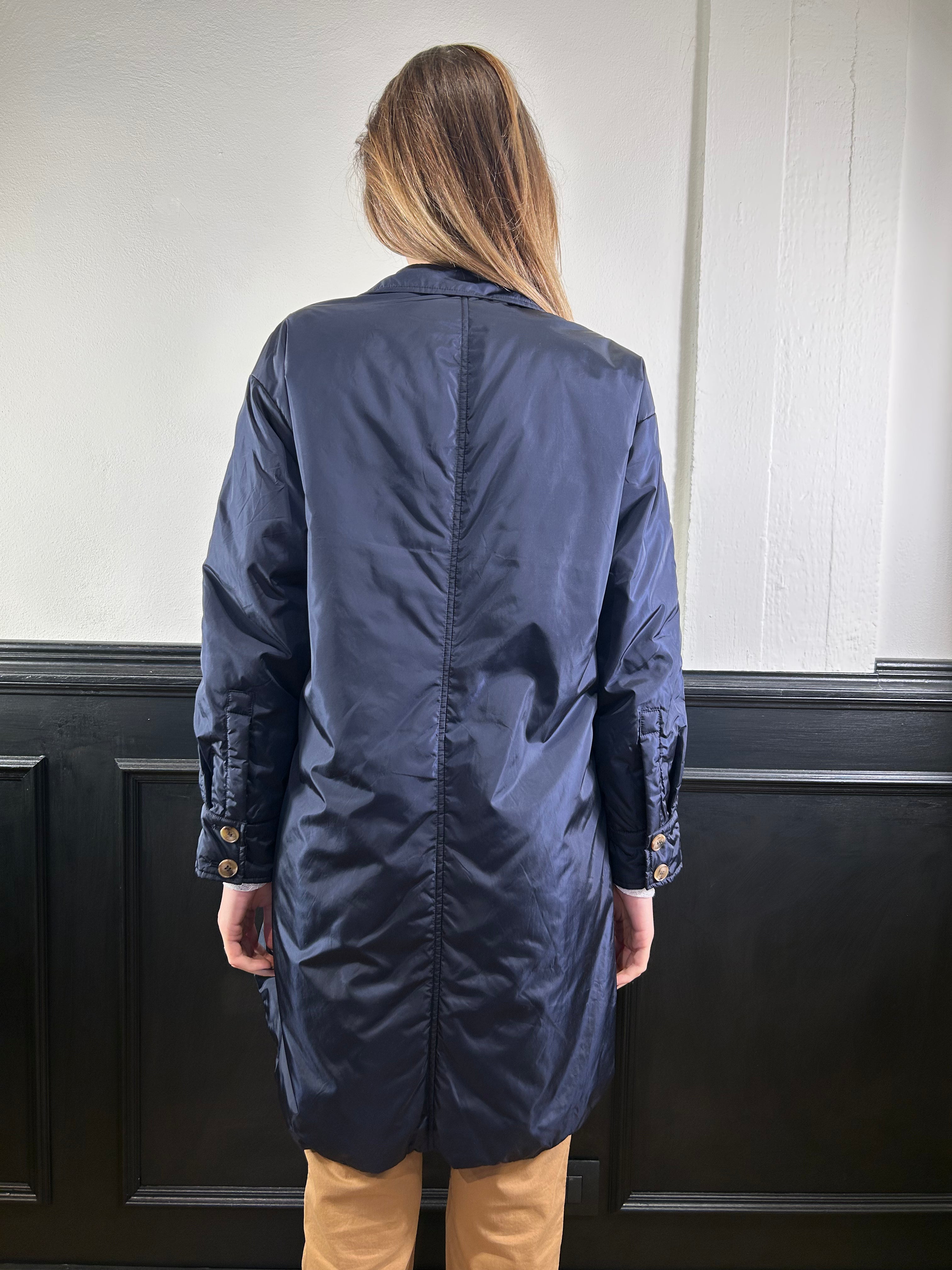 Trench svasato imbottito blu