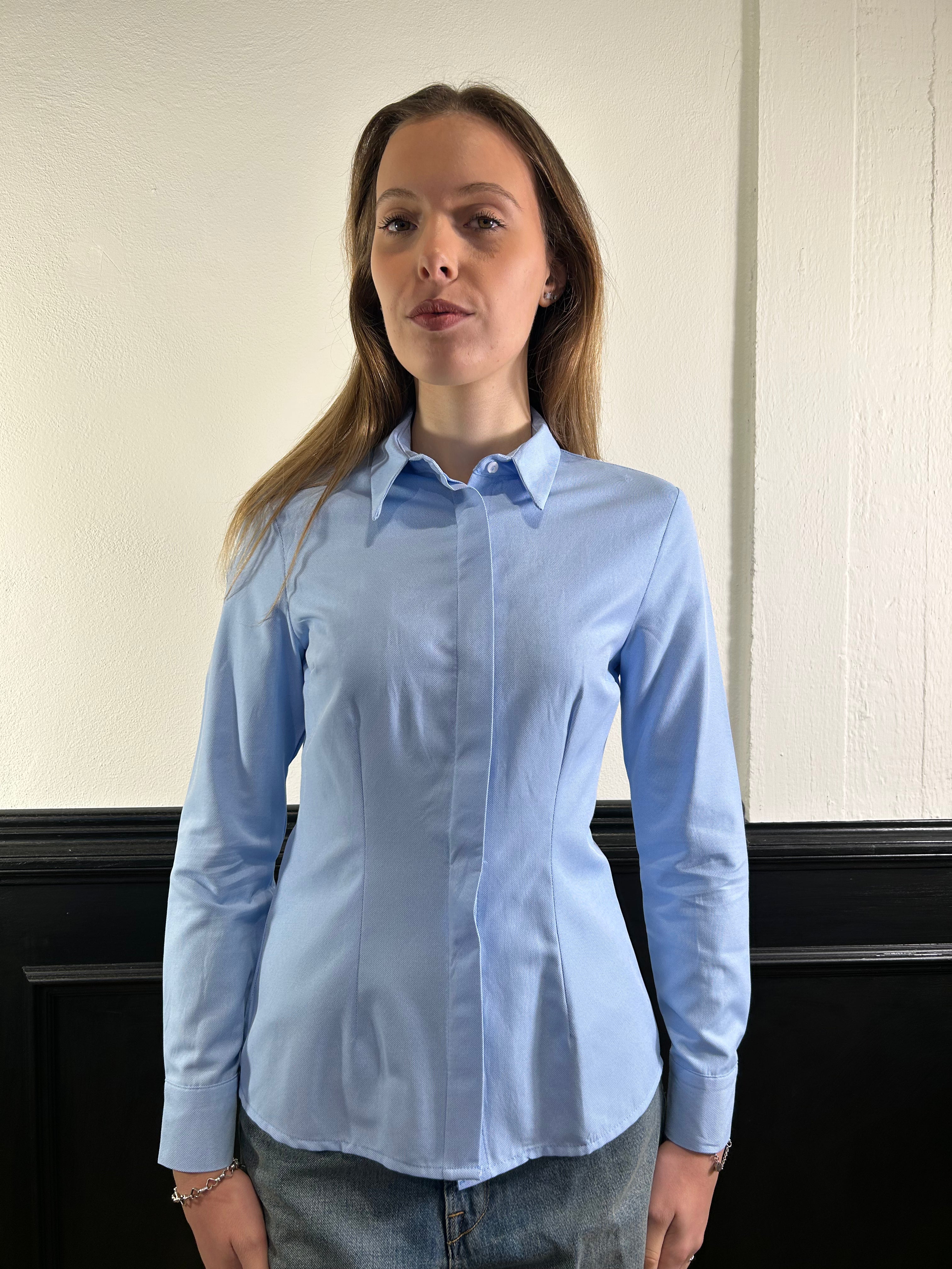 Camicia azzurra classica slim in cotone
