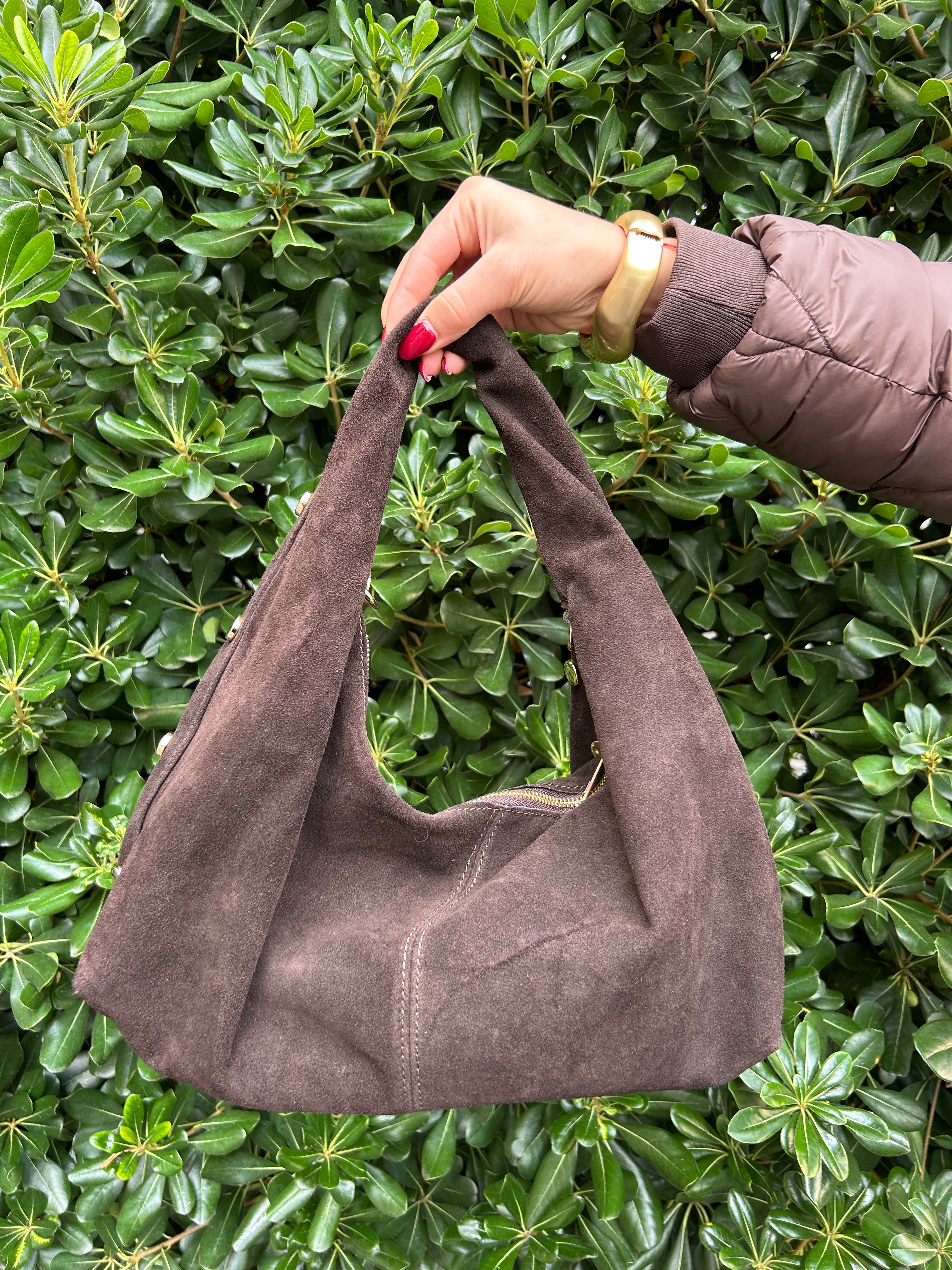 Borsa hobo in suede