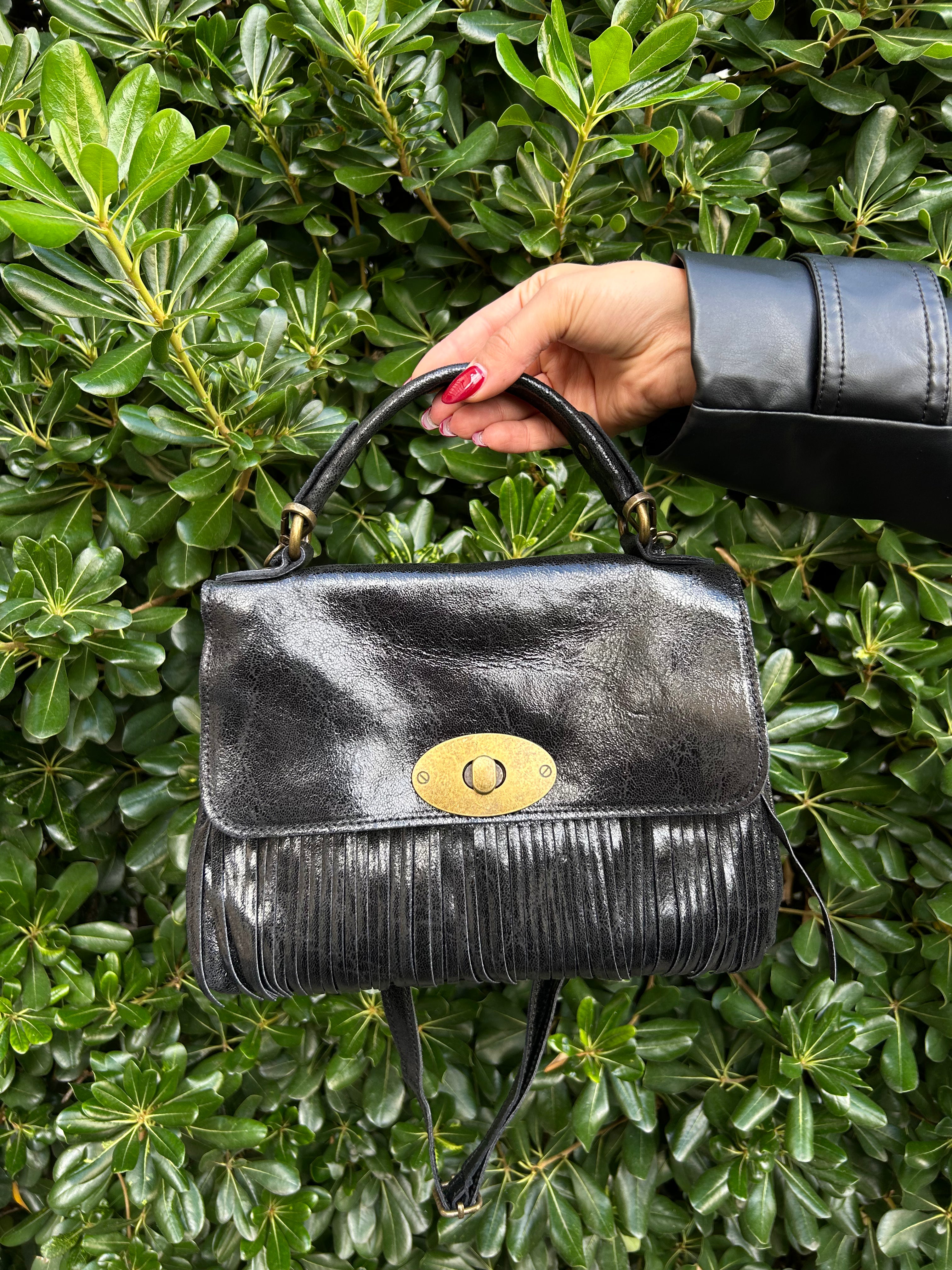 Borsa cartella piccola con frange